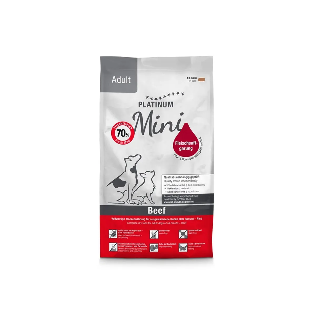 Platinum koera täissööt Adult Mini veisega 900 g - Tootepilt 1
