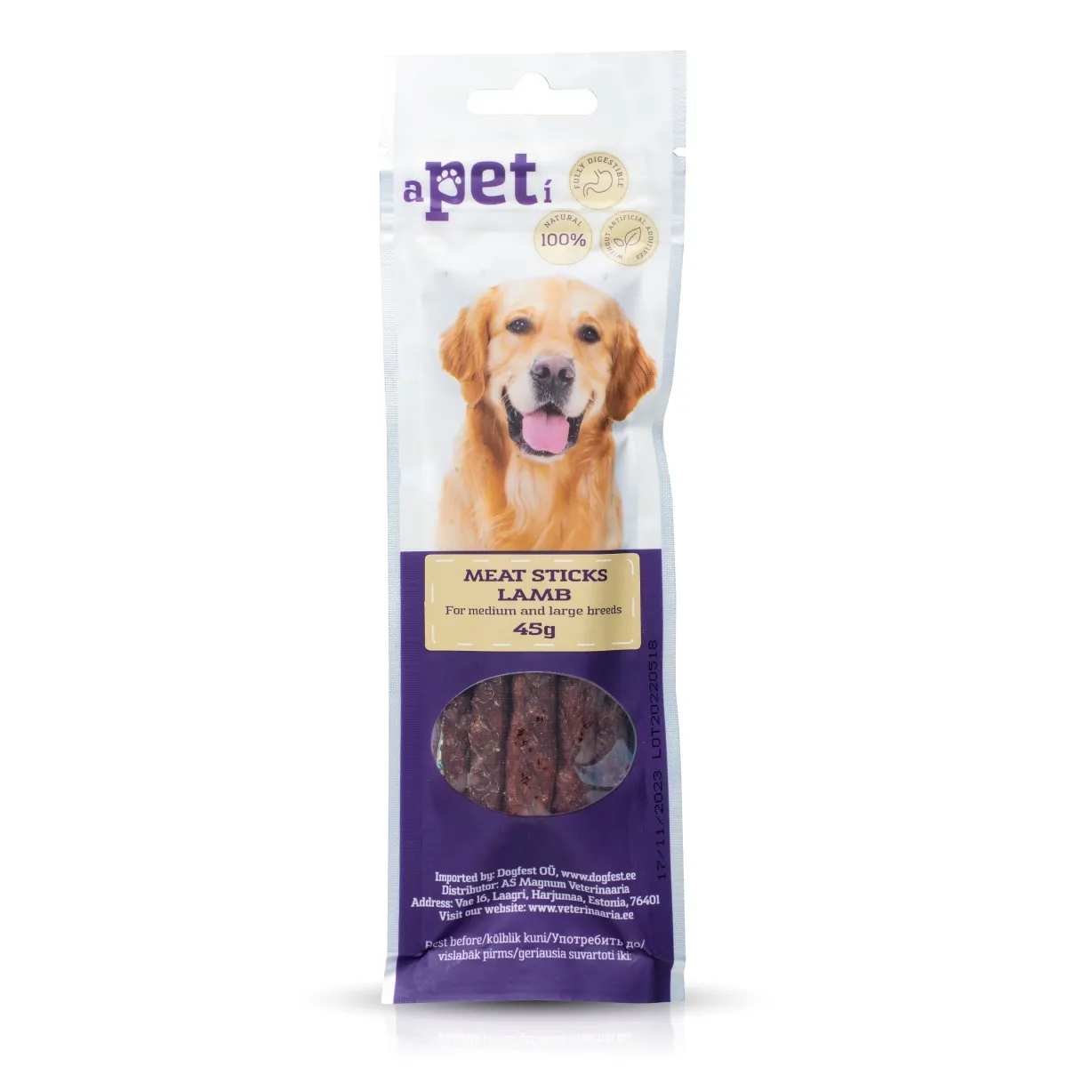 Apeti maius koerale, lambalihapulgad 45g - Tootepilt