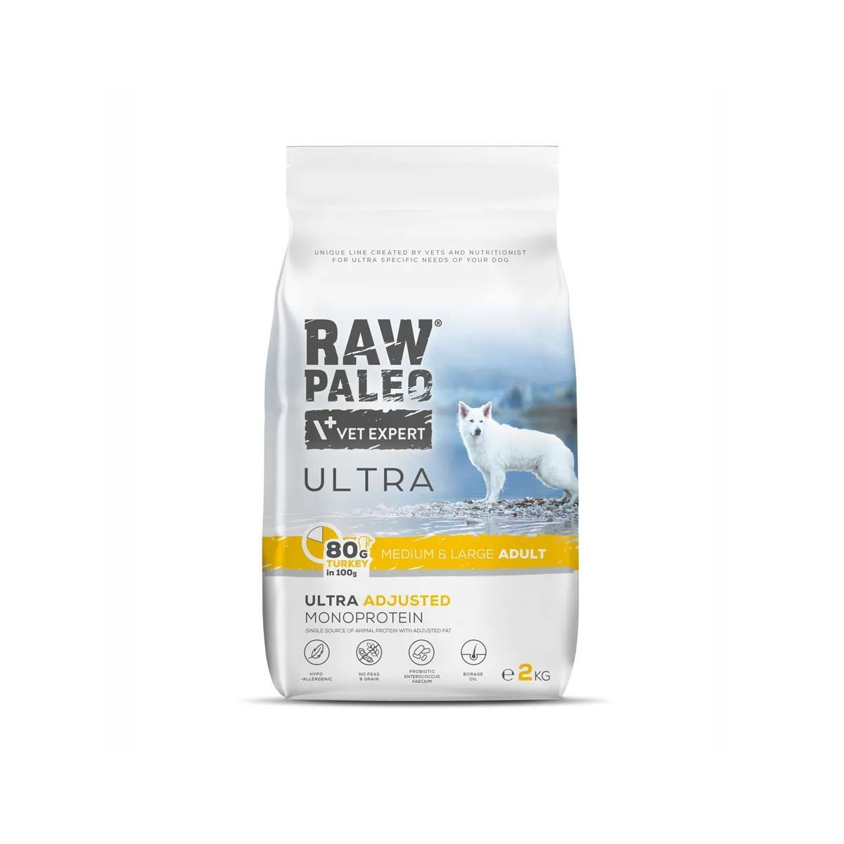 RAW PALEO KOERA TÄISSÖÖT ULTRA KESK./SUUR TÕUG KALKUN 2KG - Tootepilt