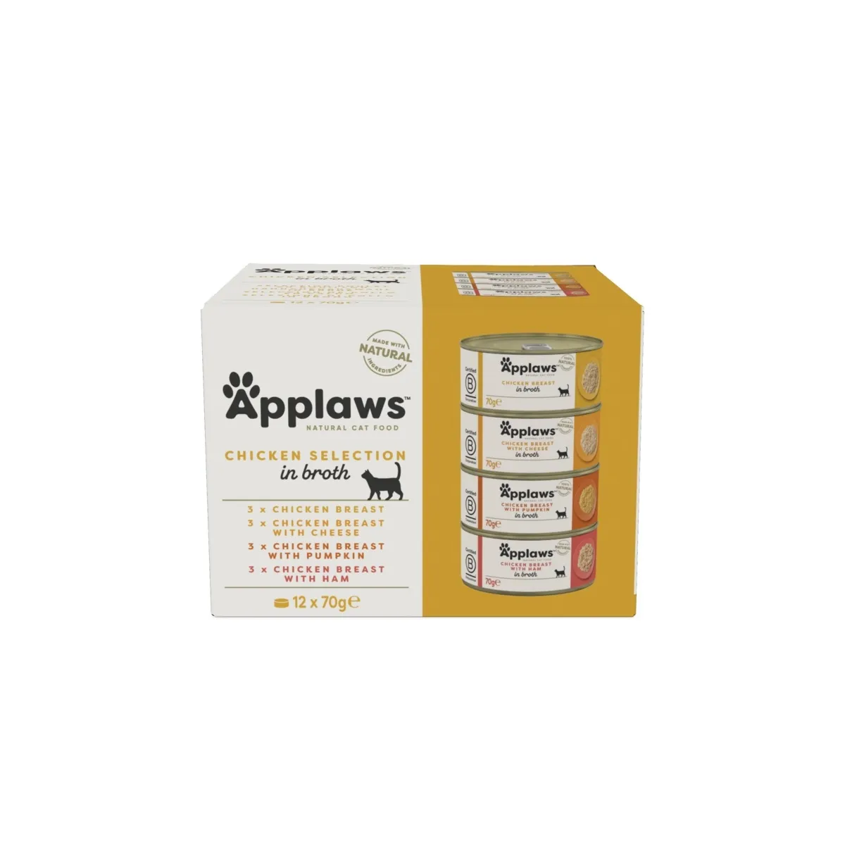 Applaws kassikonservide multipakk, kana kastmes, 12 x 70 g - Tootepilt