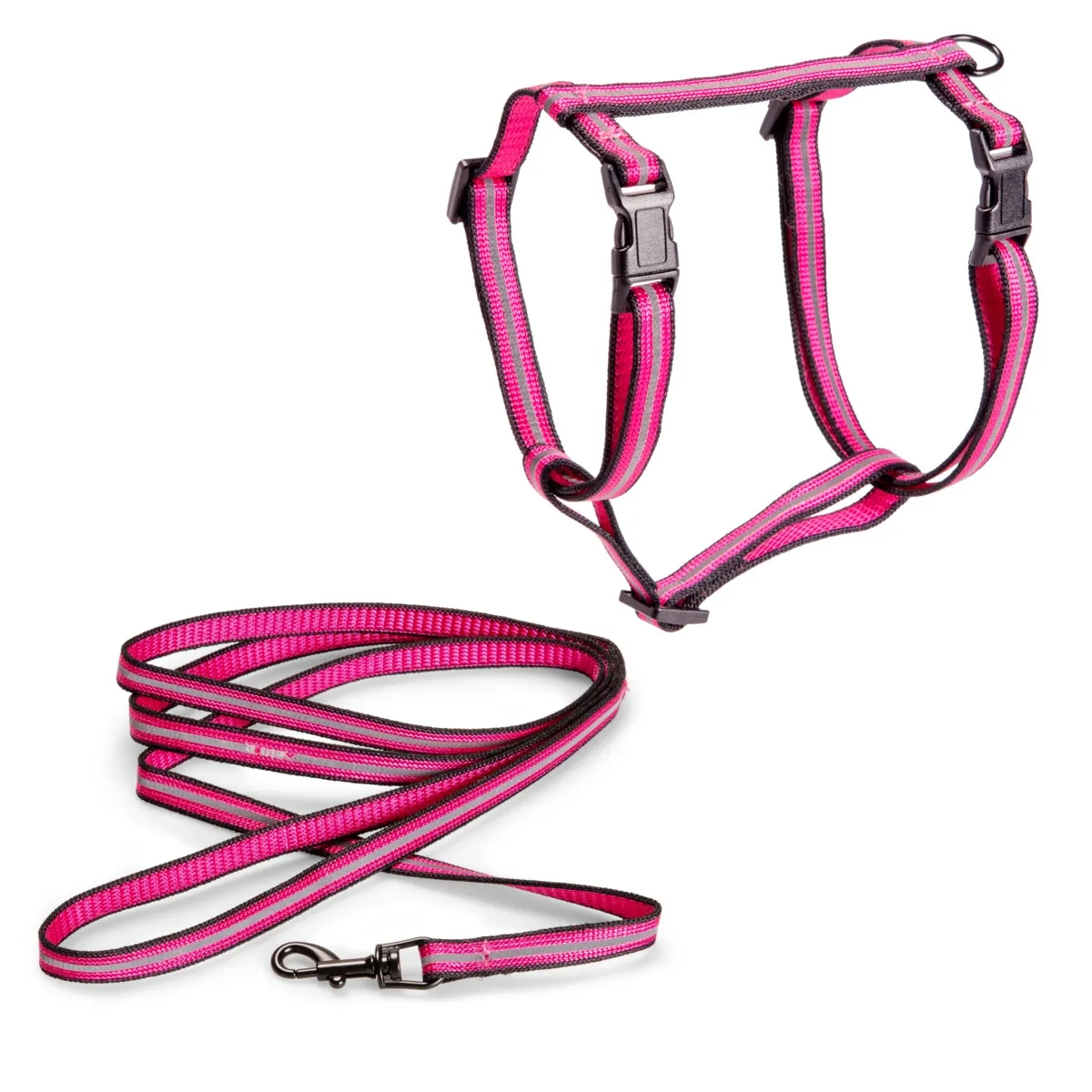 Basic kassi traksid ja jalutusrihm, M, roosa - Tootepilt