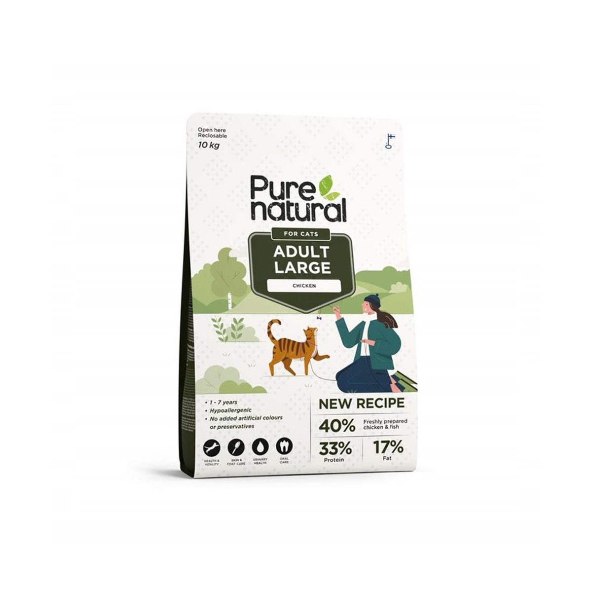 Purenatural kuivtoit suurele kassile, kana, 10 kg - Tootepilt