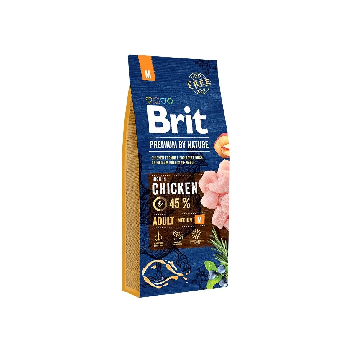 Brit Premium kuivtoit keskmist kasvu koerale, M, kana, 15 kg - Tootepilt
