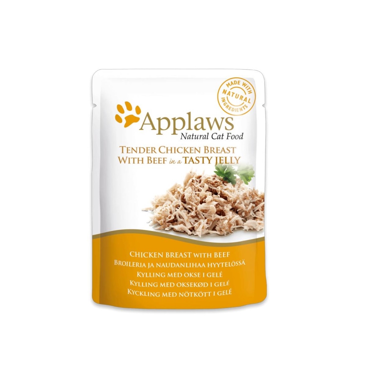Applaws einekotike kassidele, kana ja veiselihaga, želees, 70 g