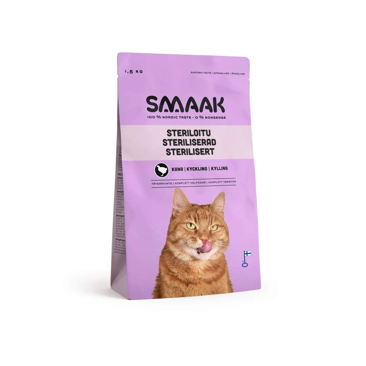 SMAAK täissööt kassidele kanaga 1,5 kg - Tootepilt 1