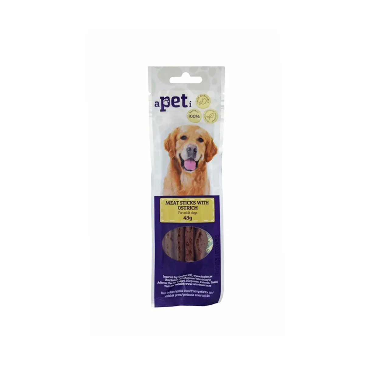 Apeti maius koerale, jaanalinnuliha pulgad 45 g - Tootepilt