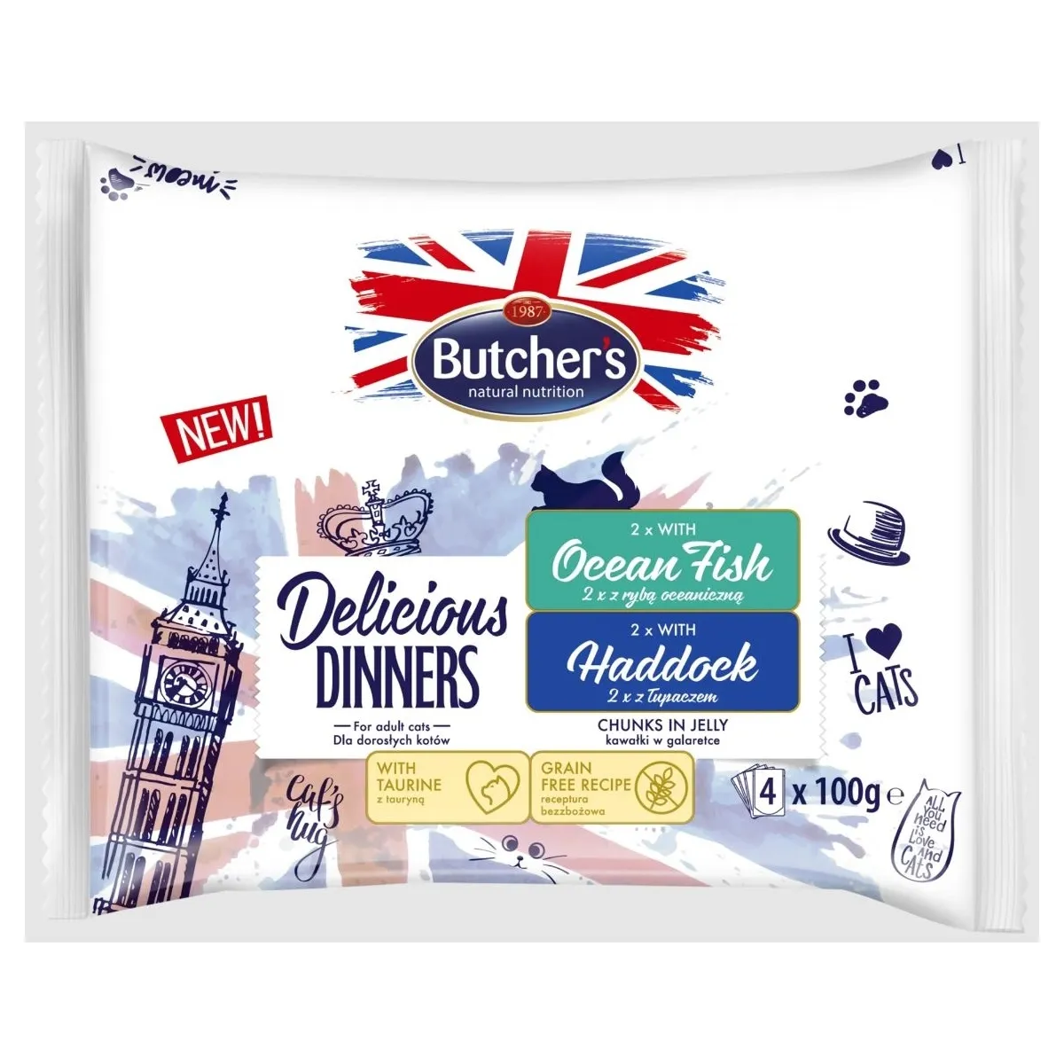Butchers Delic. Dinner kassi einekotike ookeanikala/kilttursk, 4x100g - Tootepilt