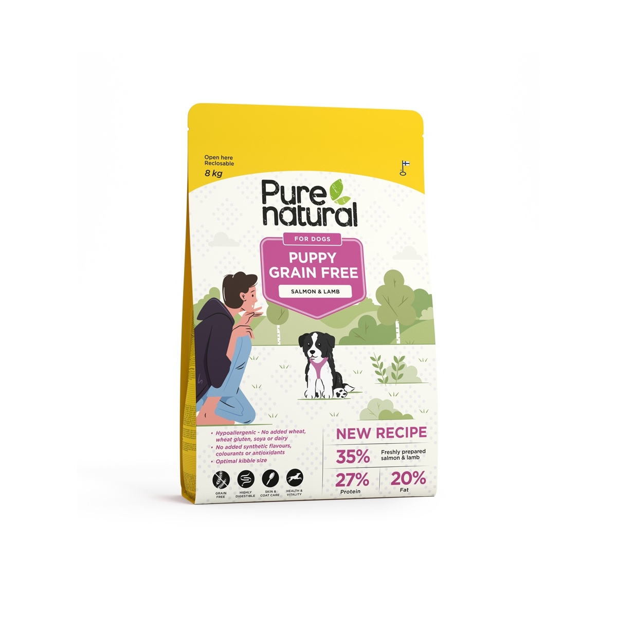 Purenatural kutsika kuivtoit, lõhe/lammas, teraviljavaba, 8 kg - Tootepilt 1