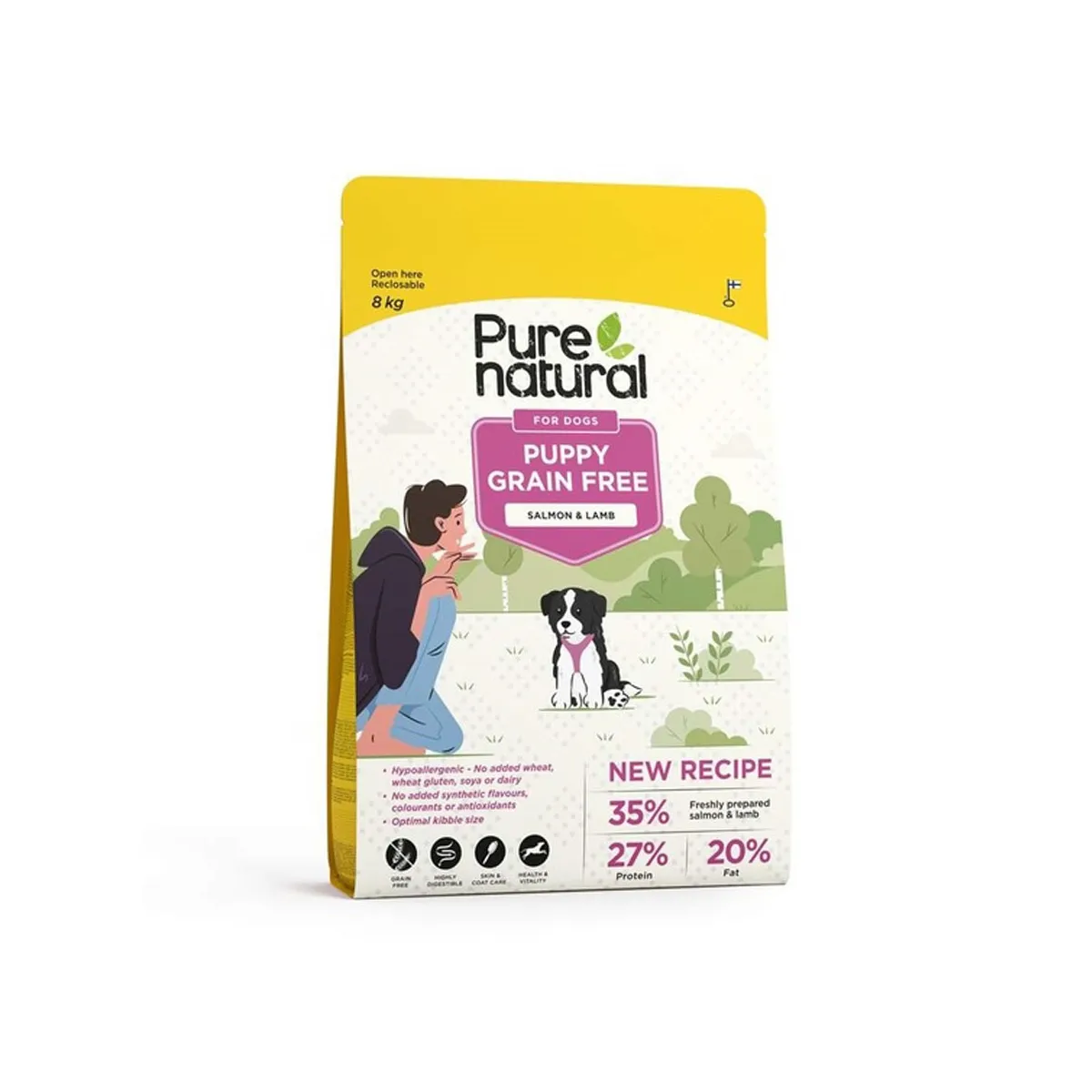 Purenatural kutsika kuivtoit, lõhe/lammas, teraviljavaba, 8 kg - Tootepilt 1