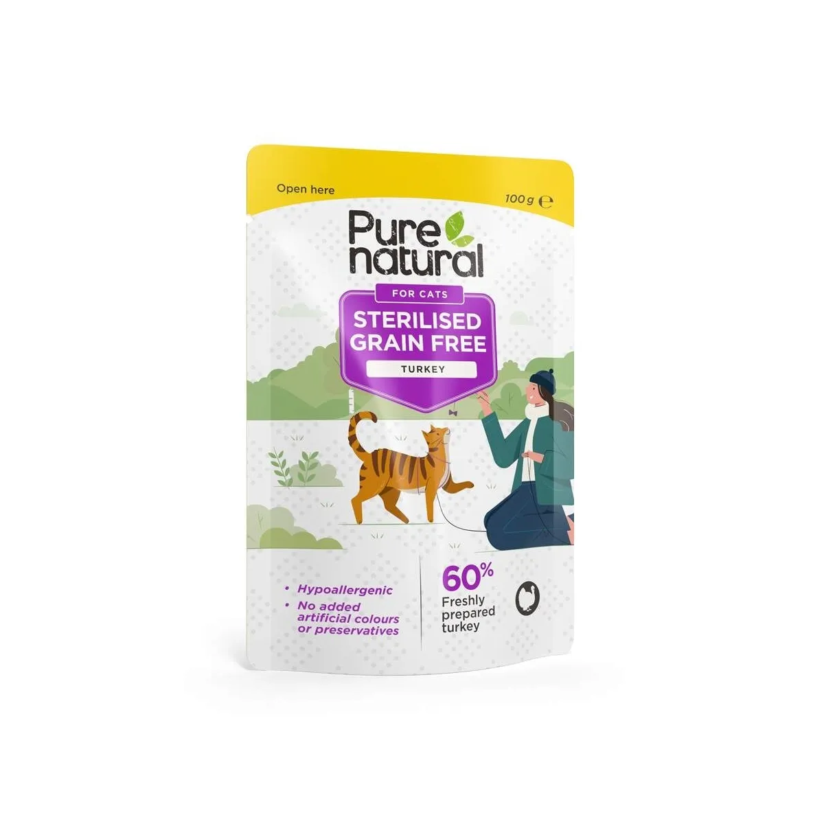 Purenatural einekotike steriliseeritud kassile, kalkun, 100 g - Tootepilt