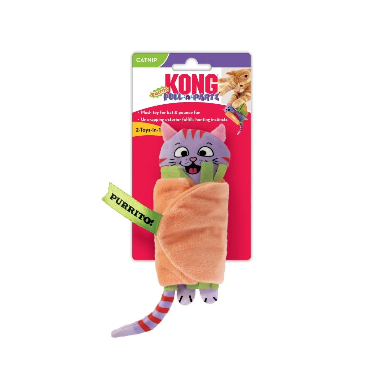 KONG Pull-A-Partz Purrito, mänguasi kassidele - Tootepilt 1