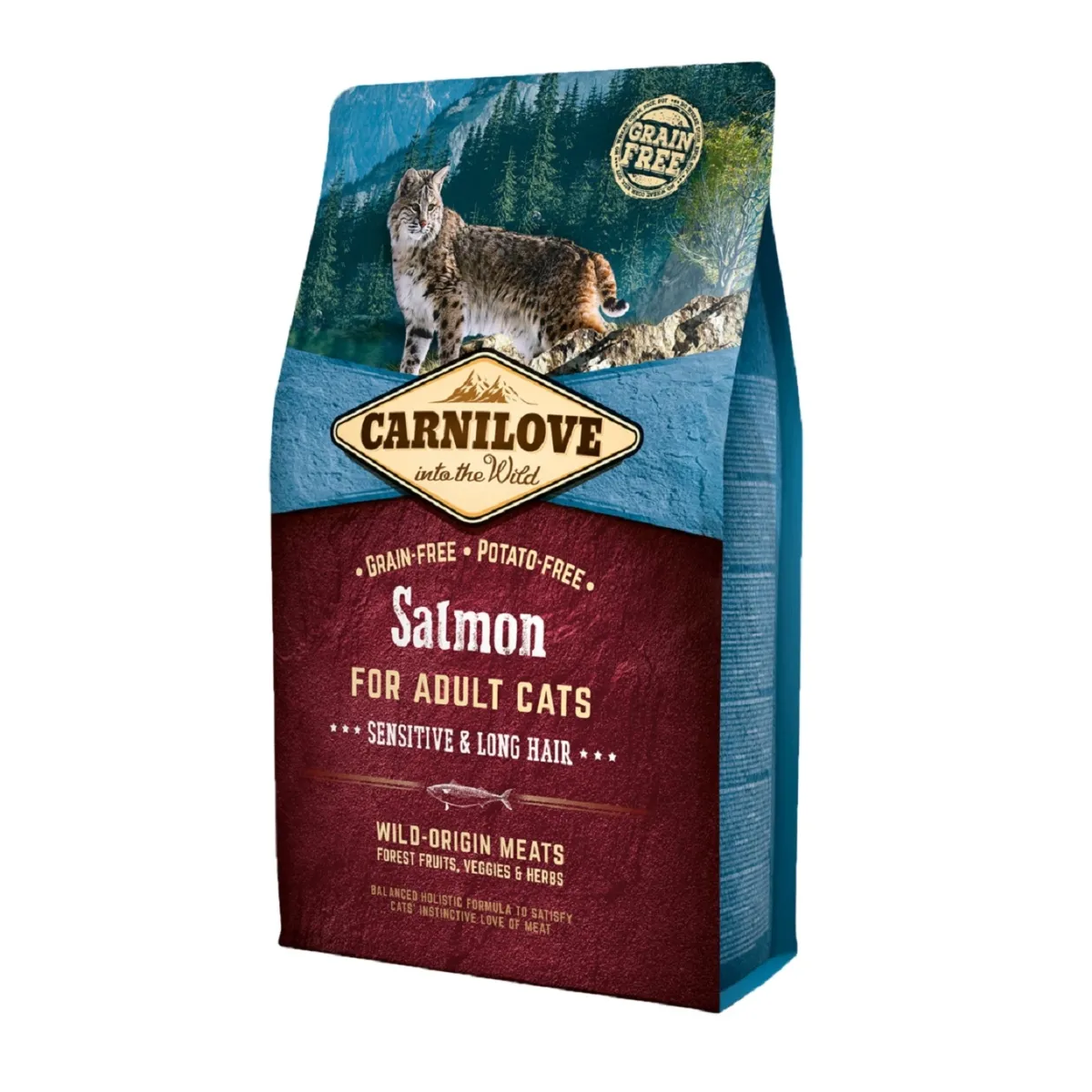 Carnilove Sensitive & Long Hair kassi kuivtoit, lõhe, 400 g - Tootepilt