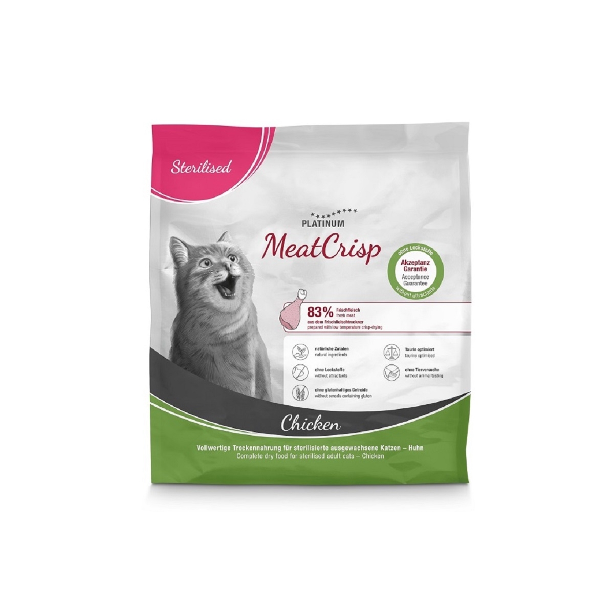 Platinum MeatCrisp kuivtoit steriliseeritud kassile kanaga, 400 g - Tootepilt