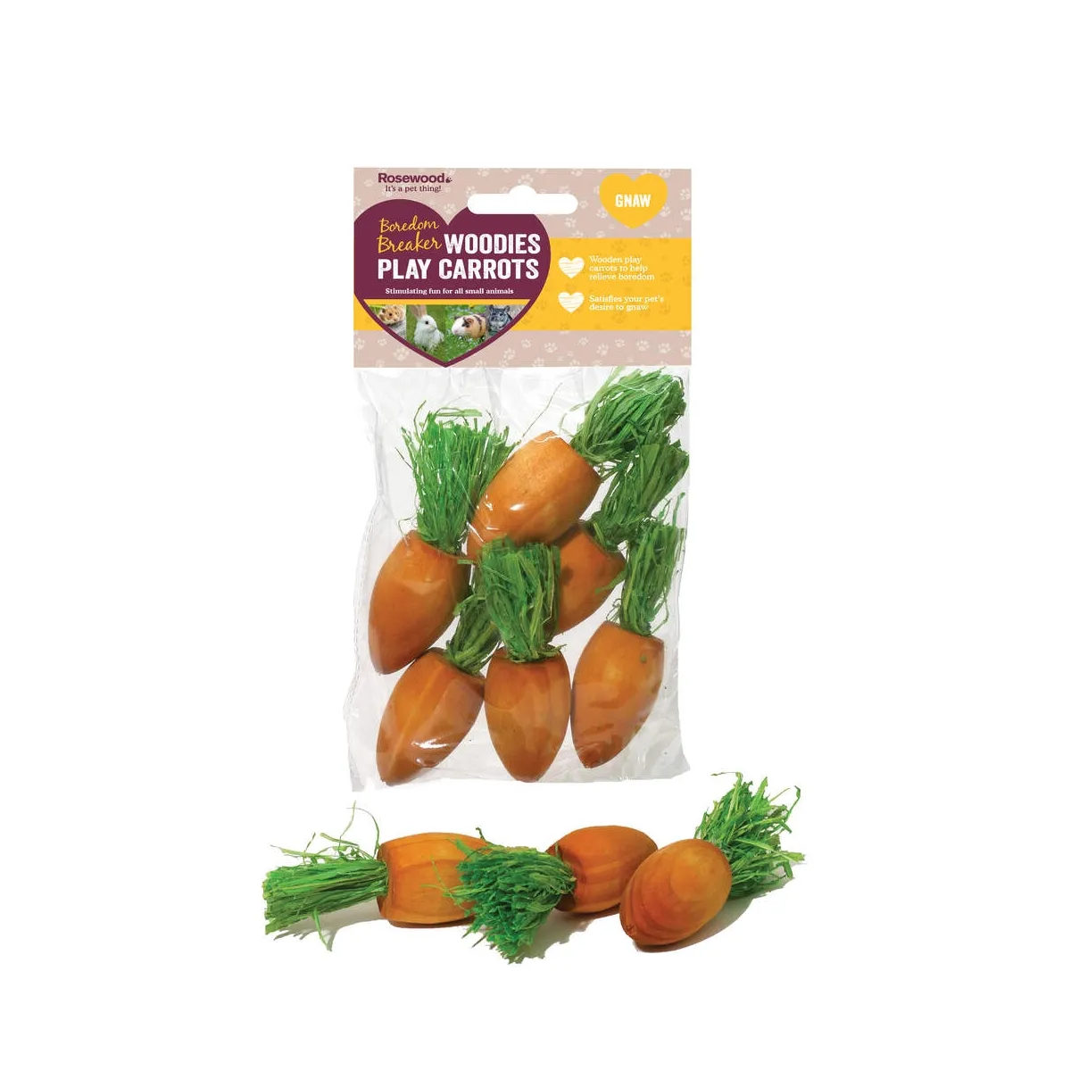 Rosewood puidust mänguporgandid väikeloomadele 6 tk - Tootepilt