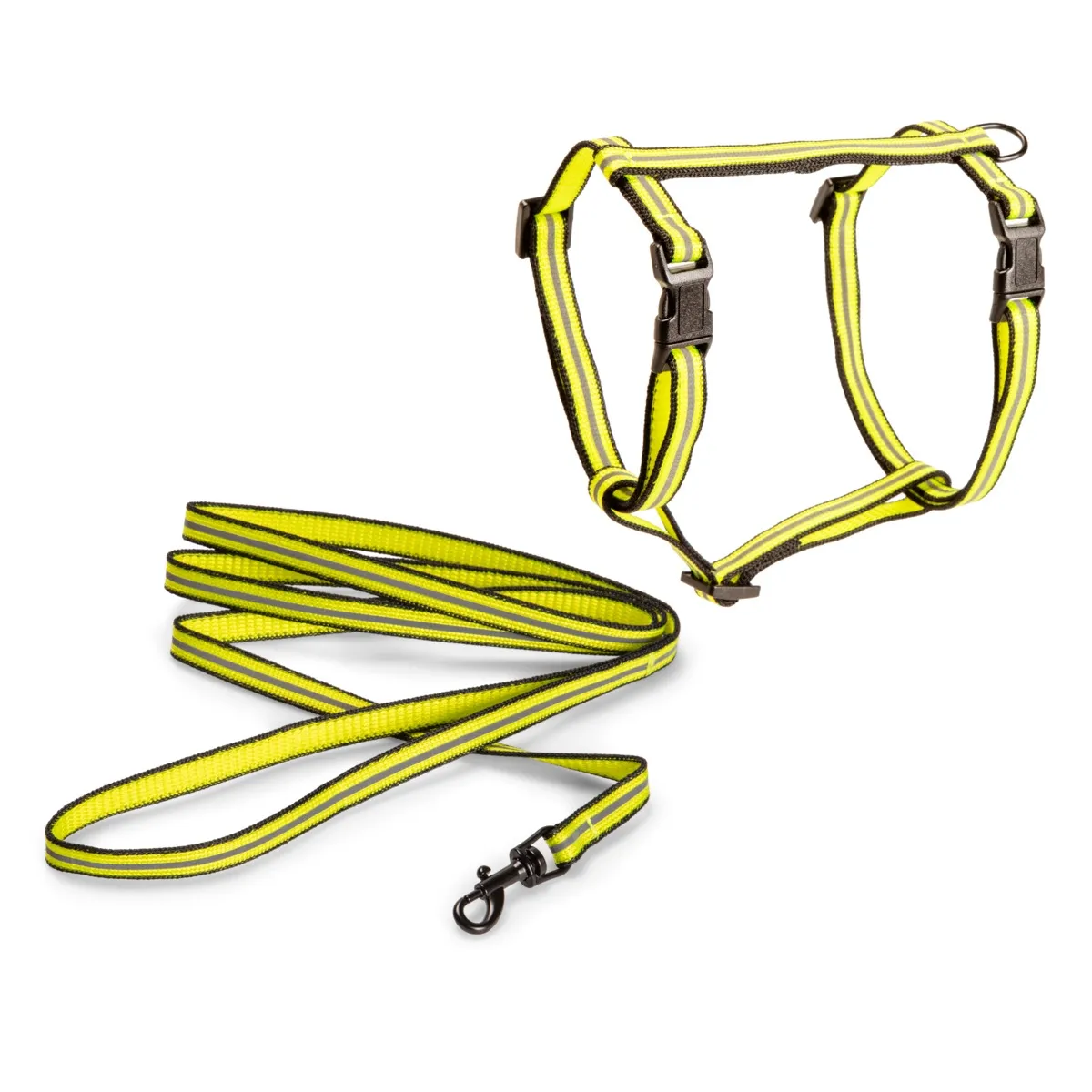 Basic kassi traksid ja jalutusrihm, M, kollane - Tootepilt