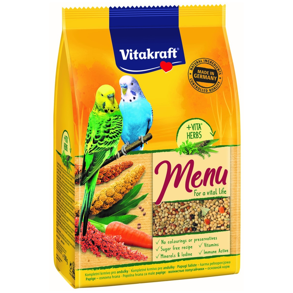 Vitakraft viirpapagoide täissööt Premium Menu, 500 g