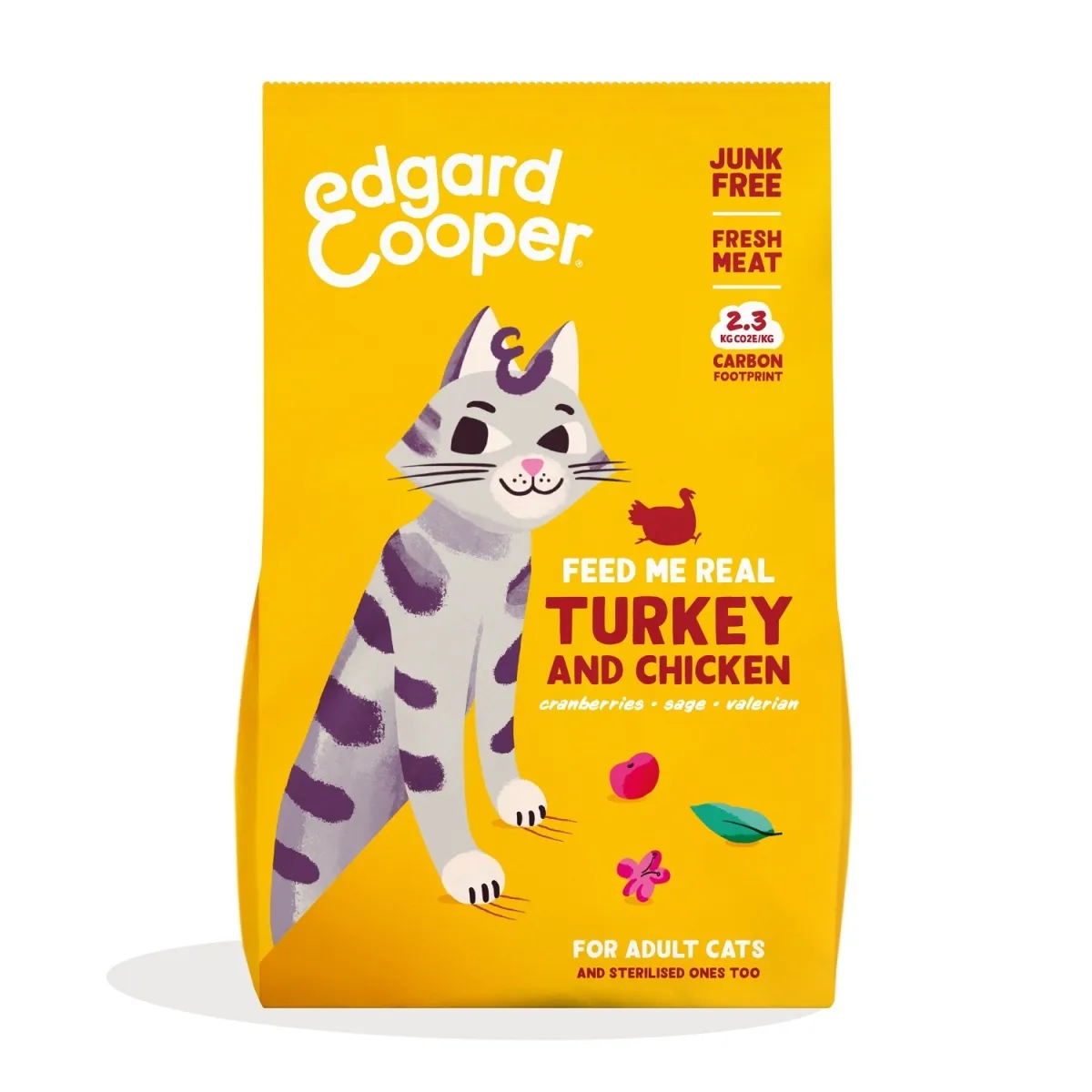Edgard Cooper kuivtoit kassile kalkuni- ja kanalihaga 2 kg - Tootepilt 1