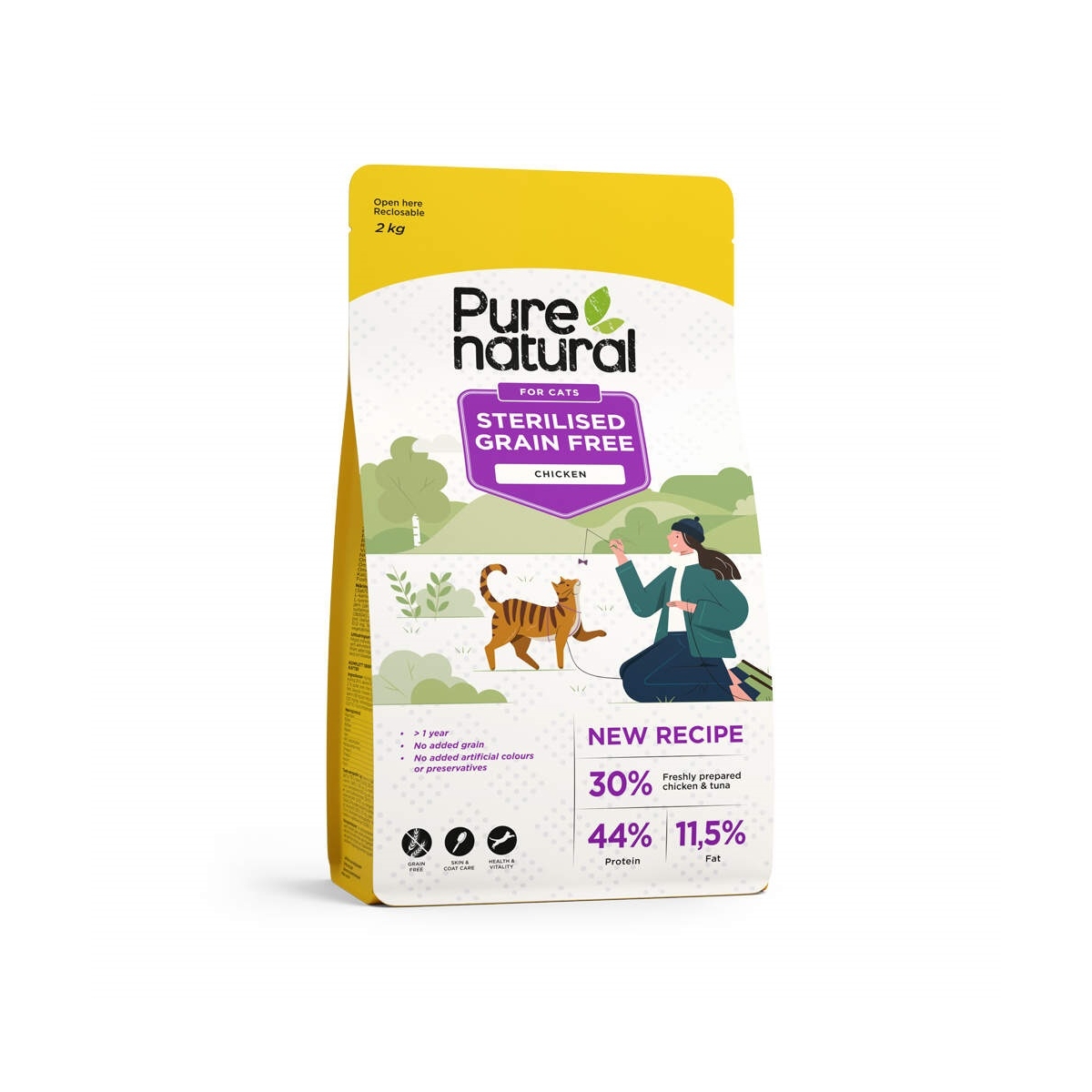 Purenatural kuivtoit steriliseeritud kassile, kana, teraviljavaba 2 kg - Tootepilt 1