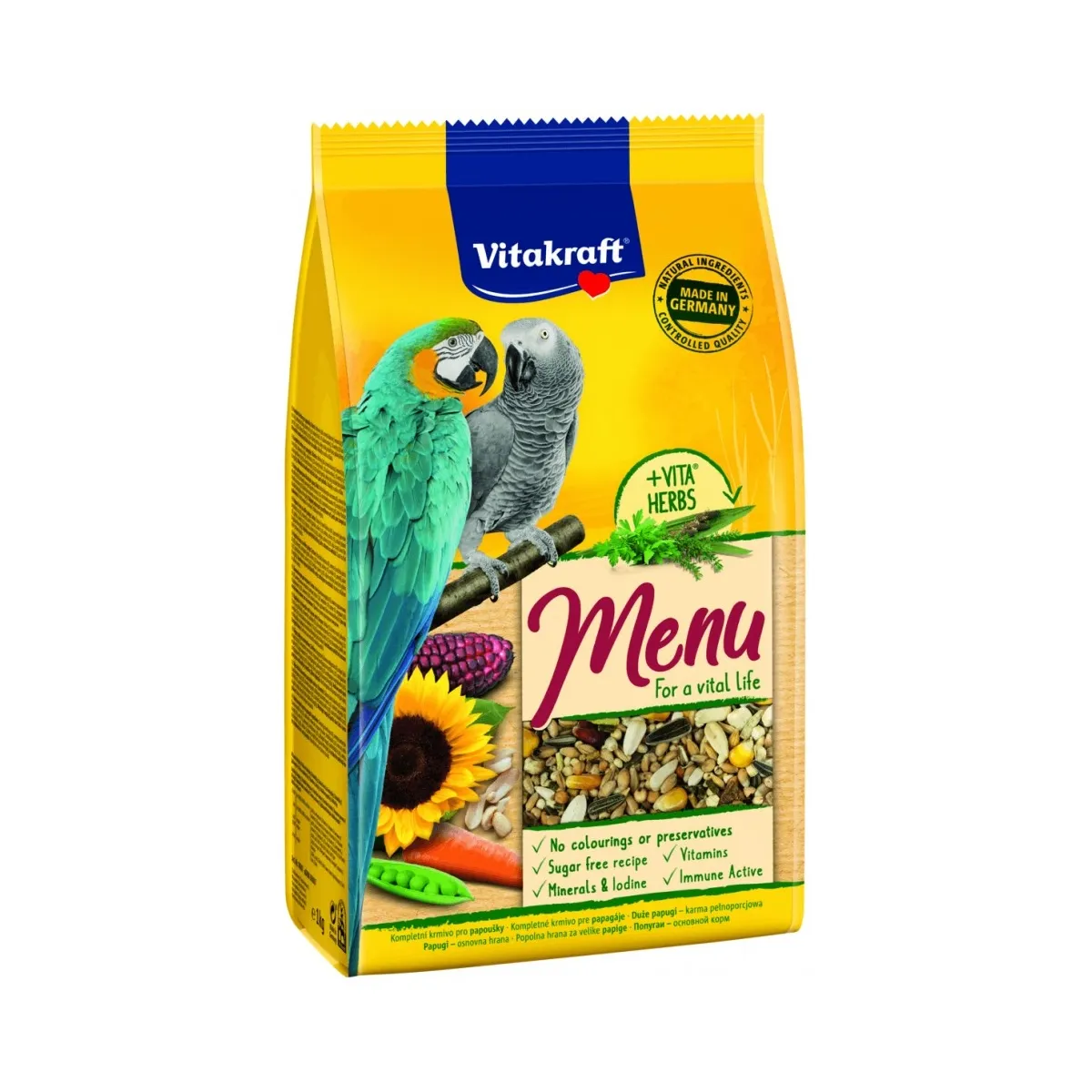 Vitakraft Premium Menu papagoide täissööt, 1 kg - Tootepilt