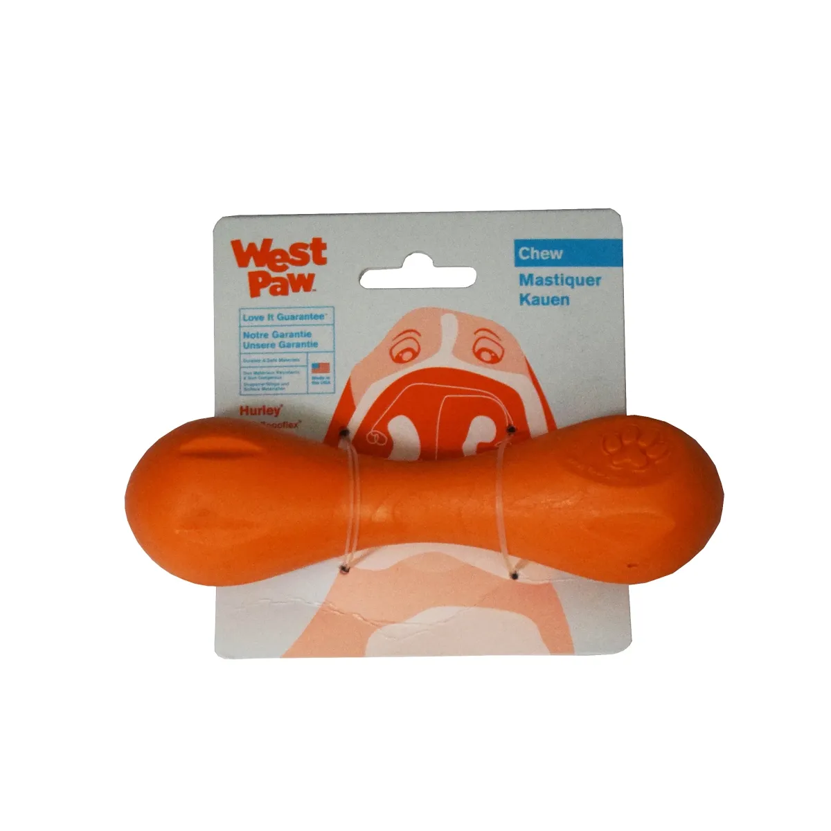 West Paw Hurley kummist mänguasi koertele 15,2 cm, oranž