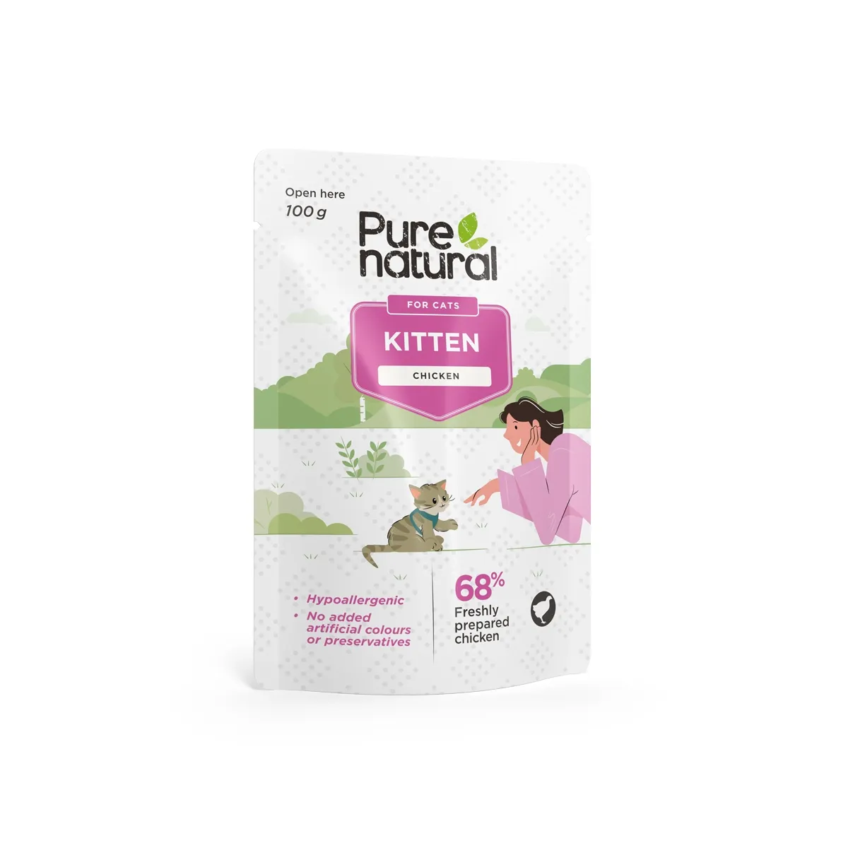 Purenatural kassipoja einekotike, kana/riis, 100 g - Tootepilt