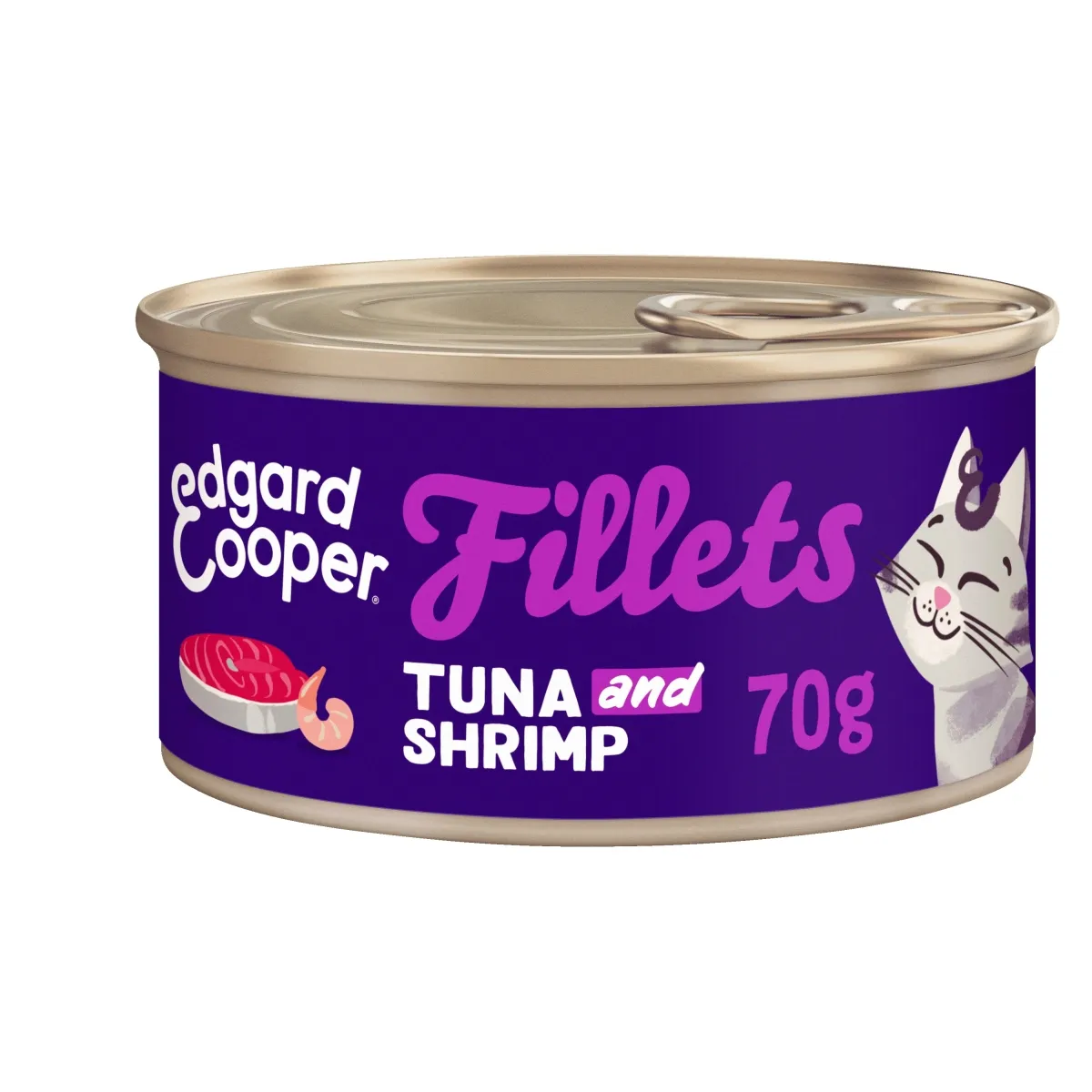 Edgard Cooper kassikonserv, tuunikala/krevett, 70 g - Tootepilt