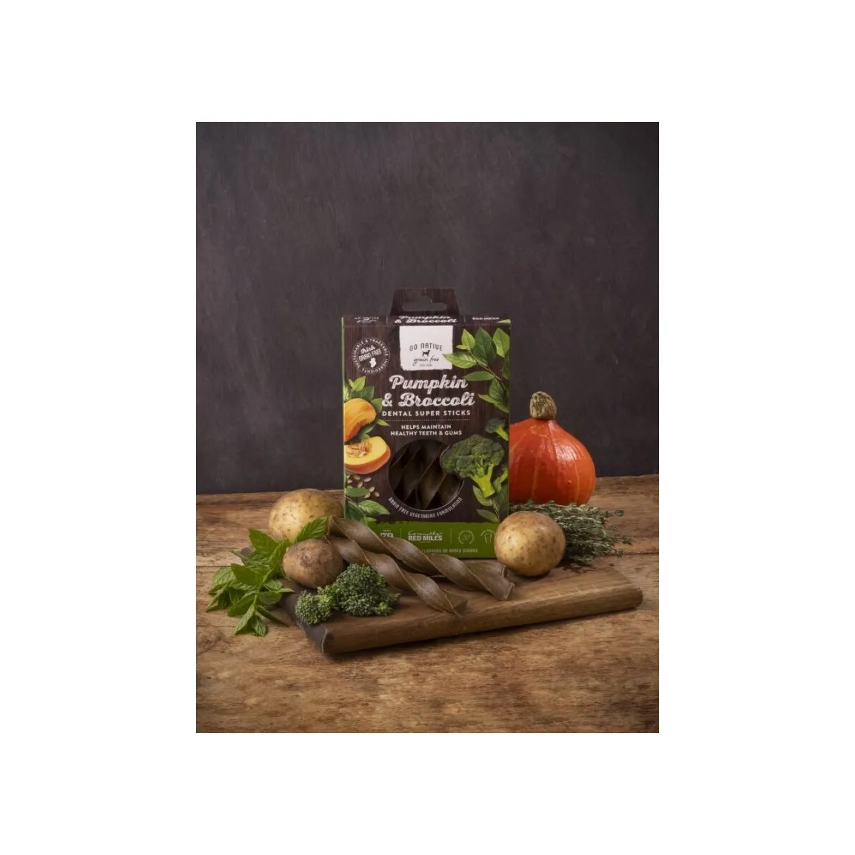 Go Native Dental maius koertele, kõrvitsa ja brokkoliga, 150g - Tootepilt