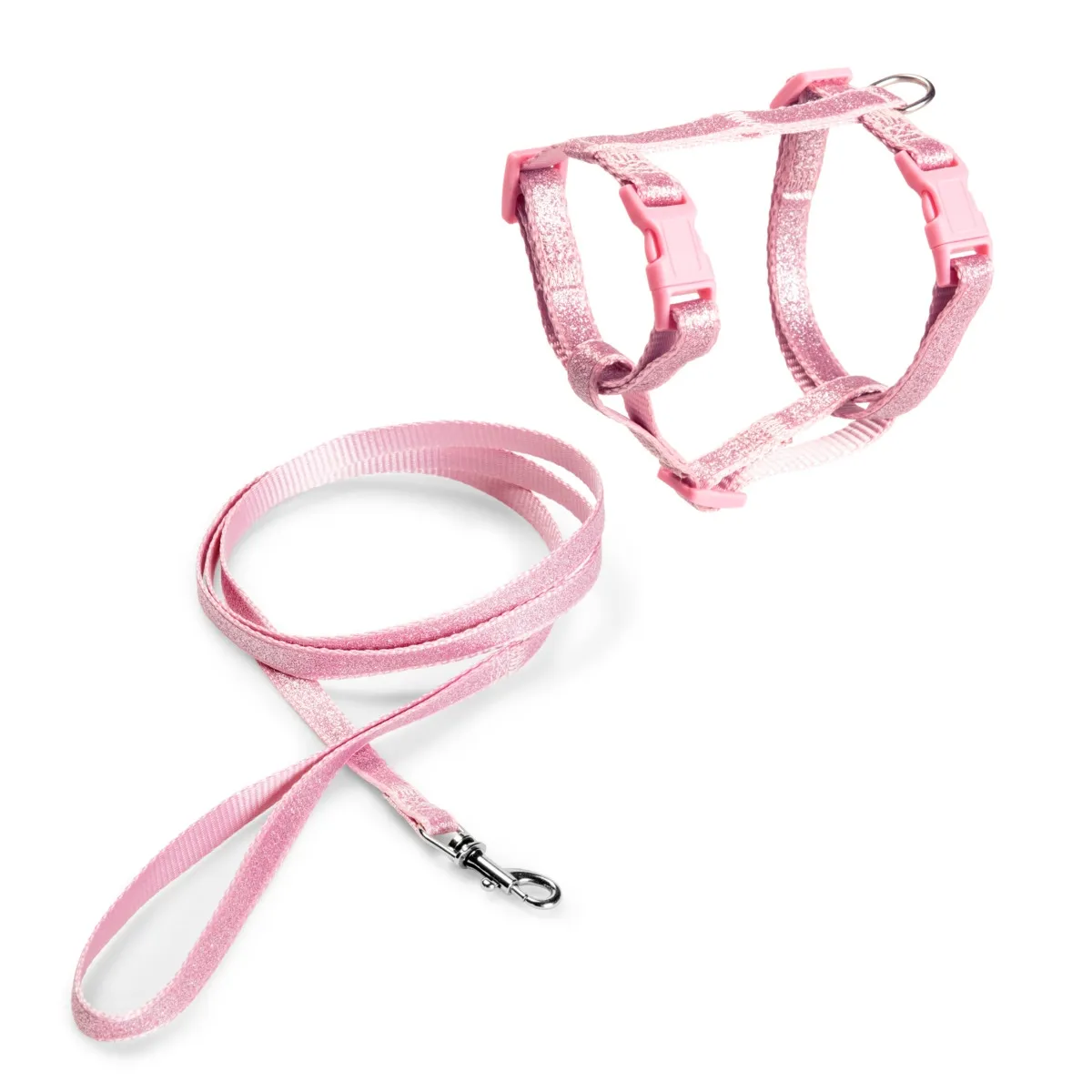 Basic kassi traksid ja jalutusrihm Sparkly, M, roosa - Tootepilt