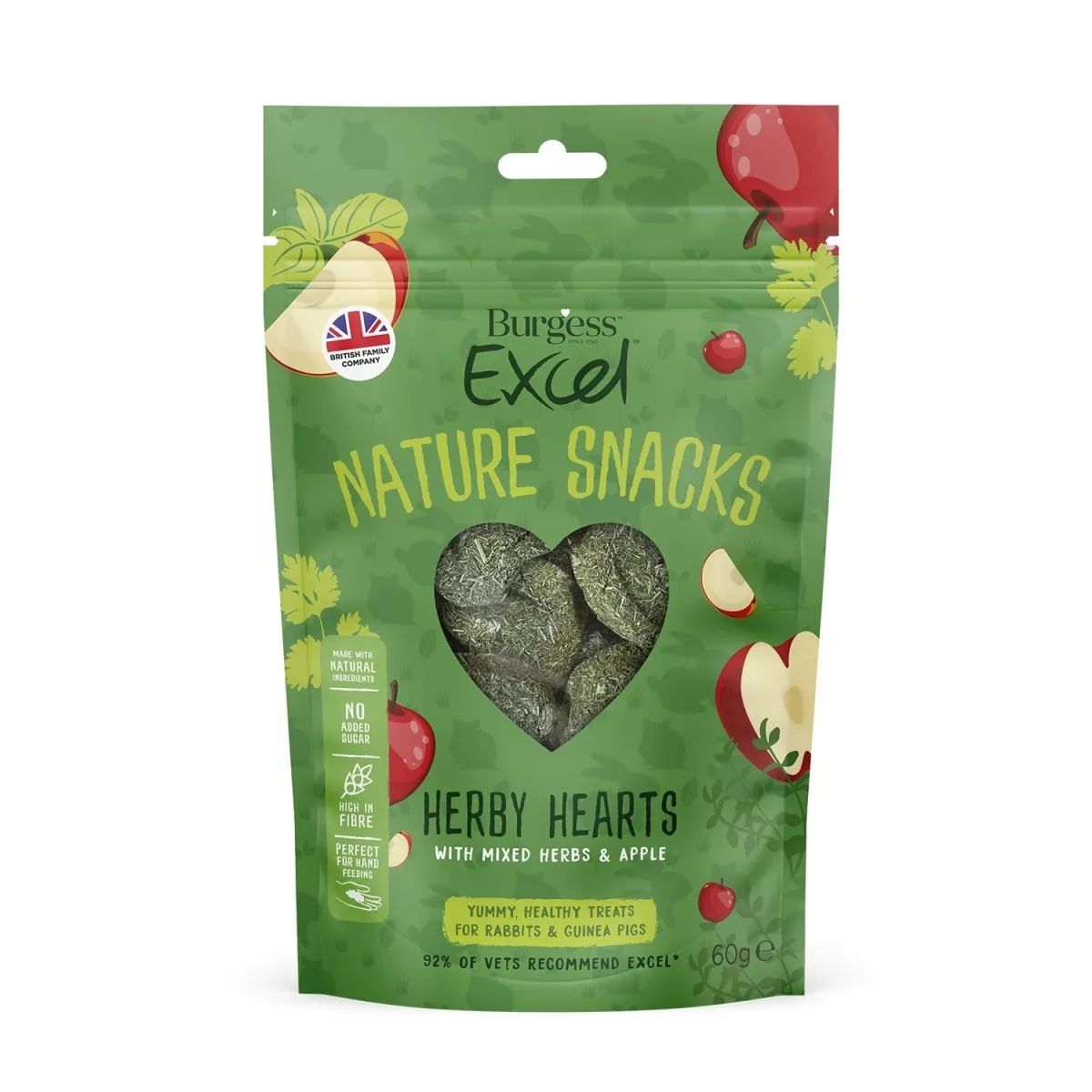 Burgess Excel väikelooma maius Herby Hearts 60 g - Tootepilt