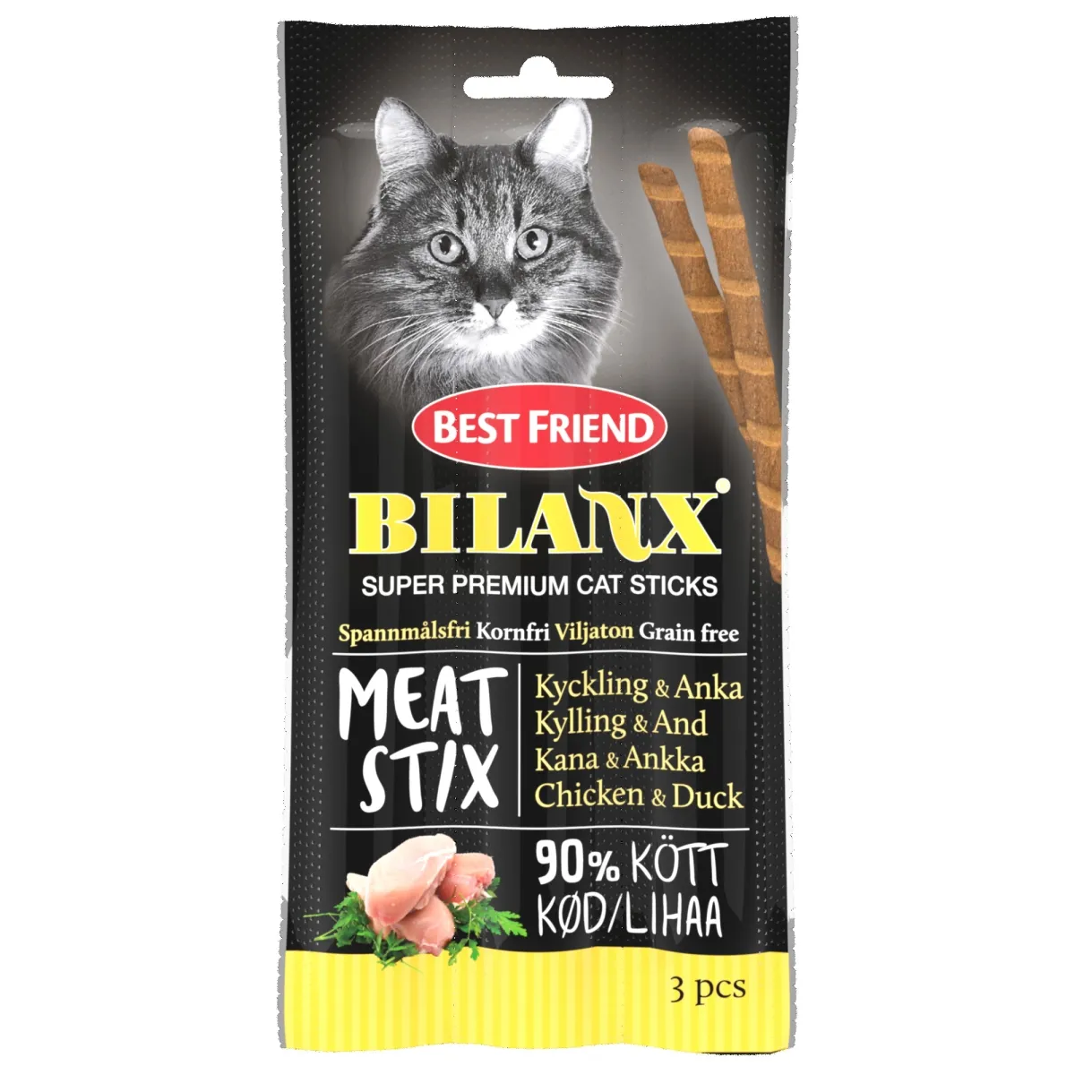 Best Friend Bilanx lihapulgad kassile, kana ja part 3 X 15 g - Tootepilt