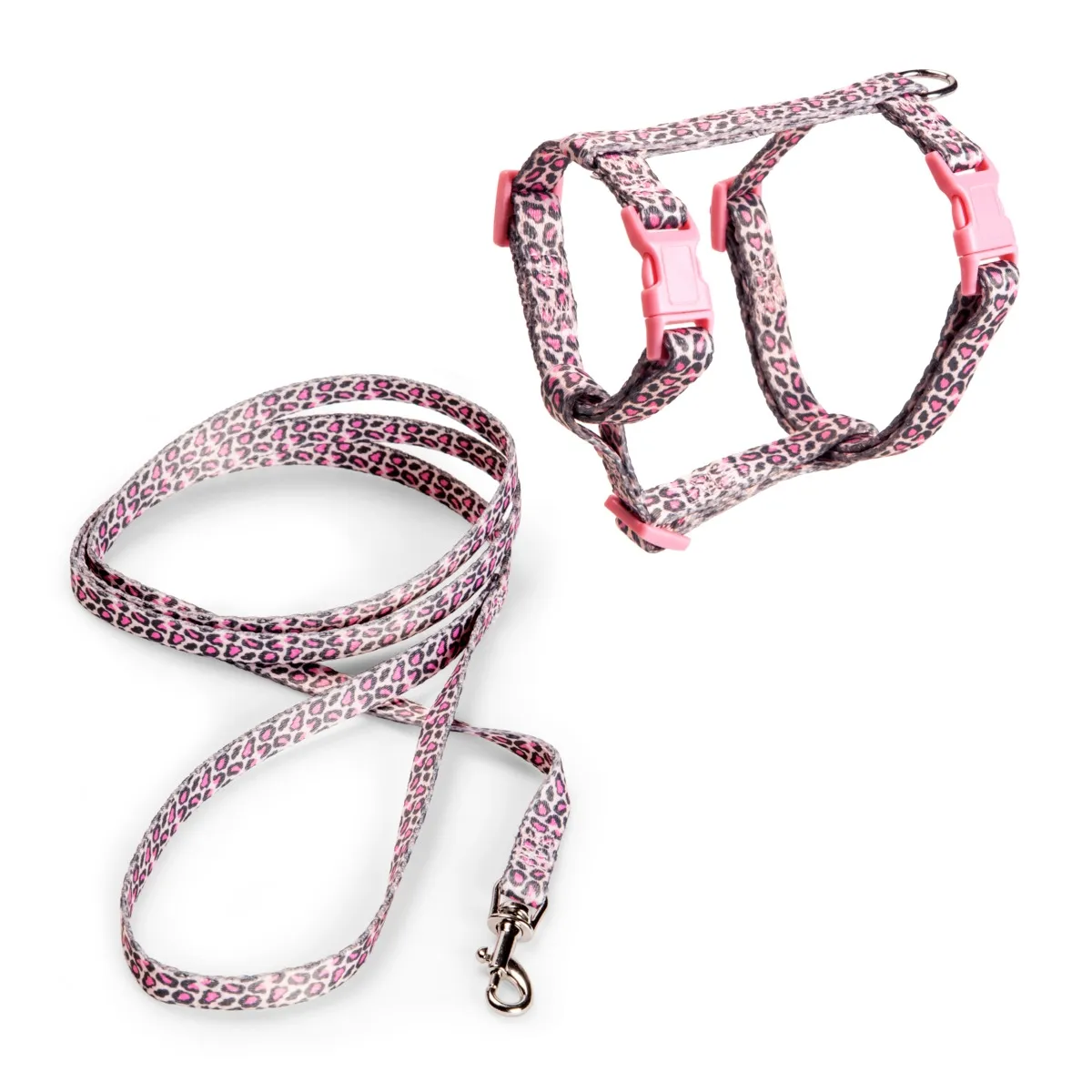 Basic kassi traksid ja jalutusrihm mustriga, S, roosa - Tootepilt
