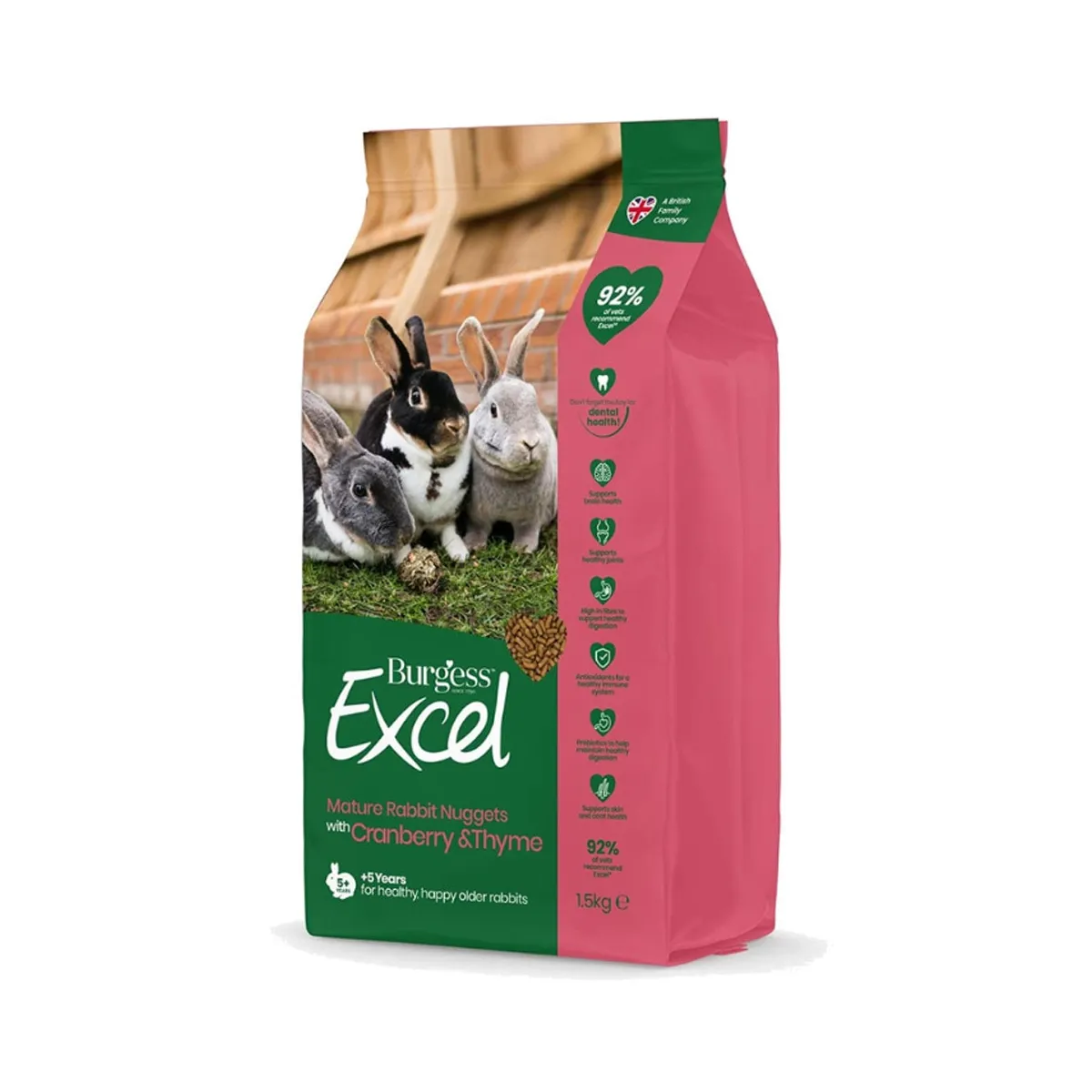 Burgess Excel küüliku täissööt Mature Cran&Thyme 1,5 kg - Tootepilt
