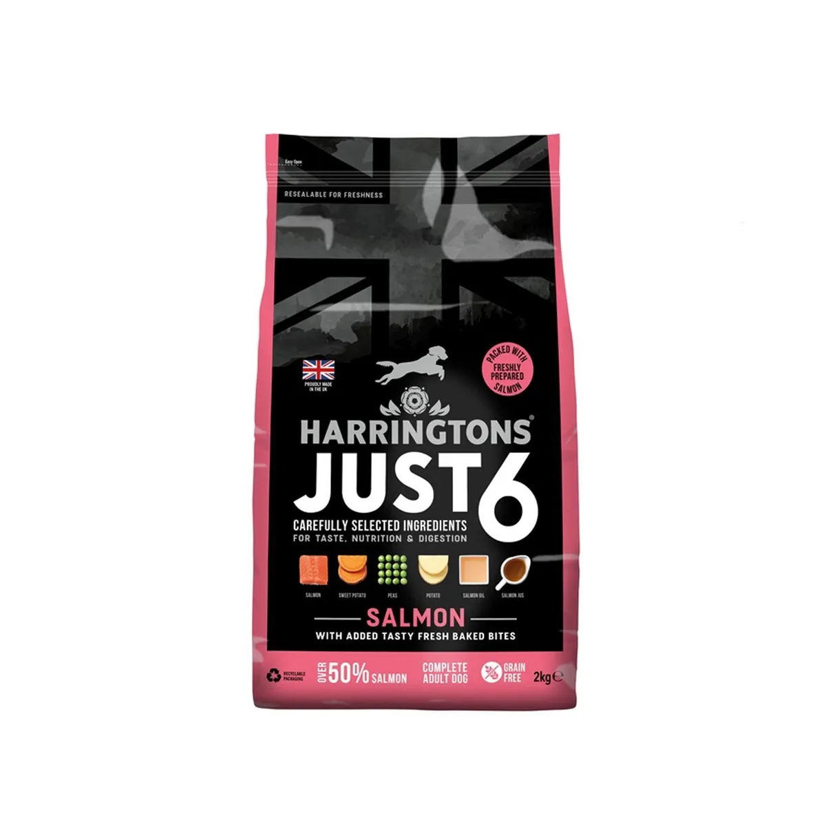 Harringtons Just6 koera täistoit lõhega, 2 kg - Tootepilt 1