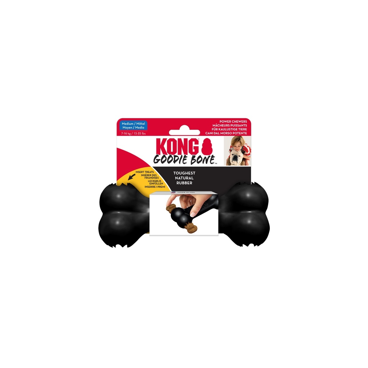 Kong Extreme Goodie Bone närimismänguasi koertele M, must