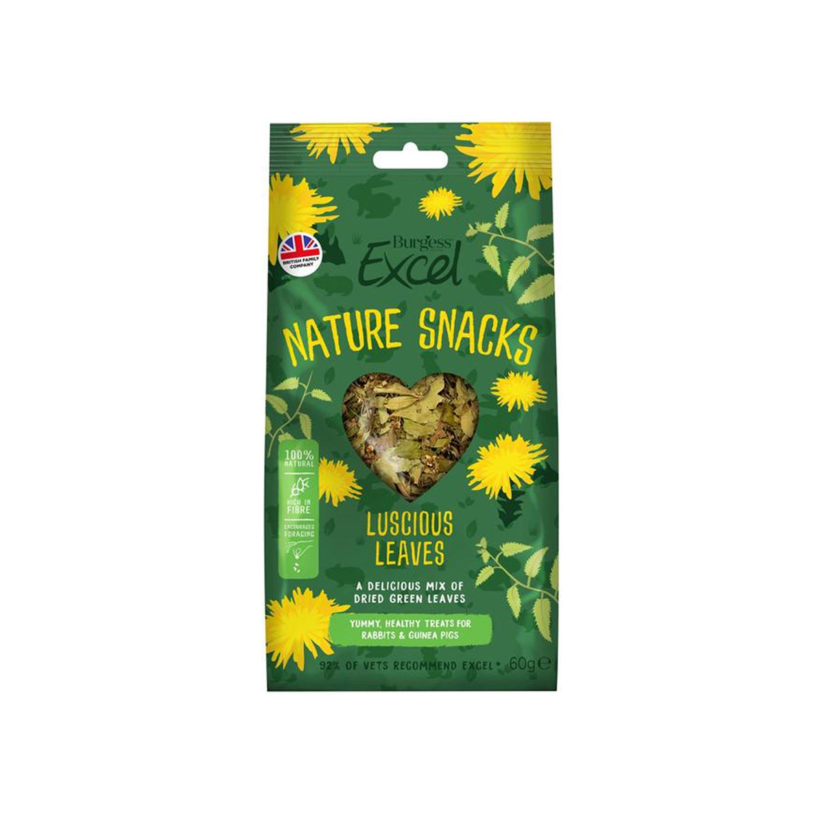 Burgess Excel Luscious Leaves maius väikeloomadele, 60g - Tootepilt