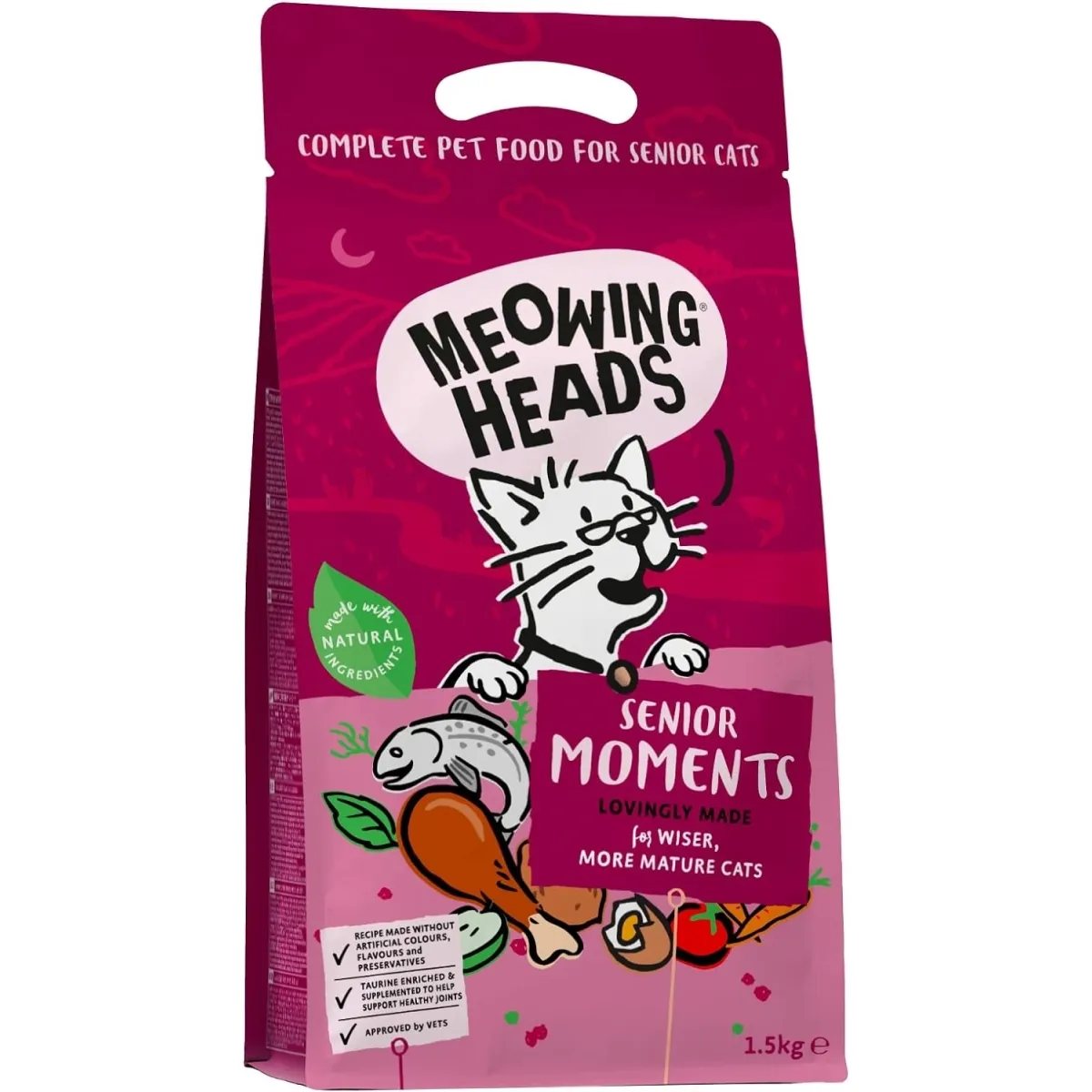 Meowing Heads kassitoit Senior Moments, 1,5 kg - Tootepilt 1