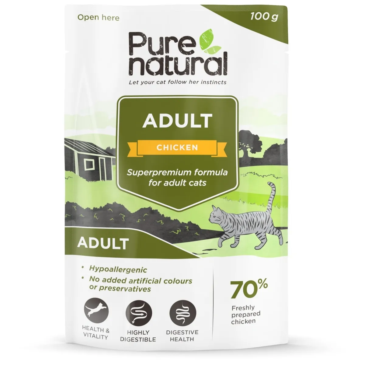 Purenatural kassi einekotike, kana, teraviljavaba, 100 g - Tootepilt