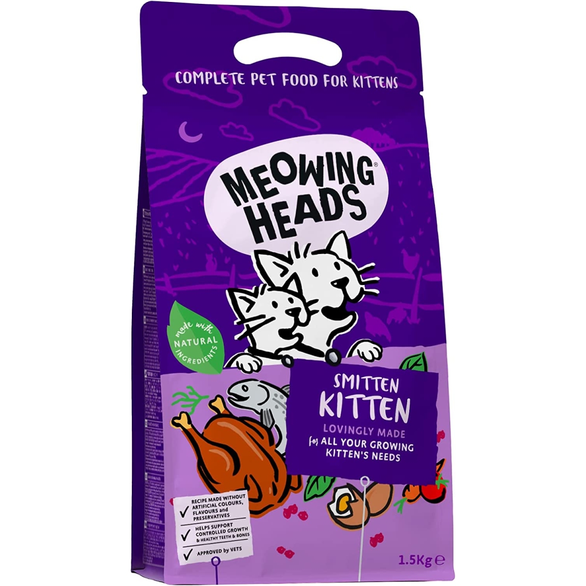 Meowing Heads Smitten Kitten kuivtoit kassipojale, kanaga, 1.5 kg