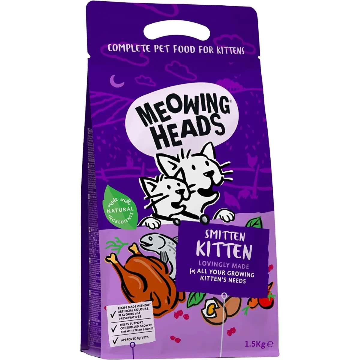 Meowing Heads Smitten Kitten kuivtoit kassipojale, kanaga, 1.5 kg - Tootepilt 1
