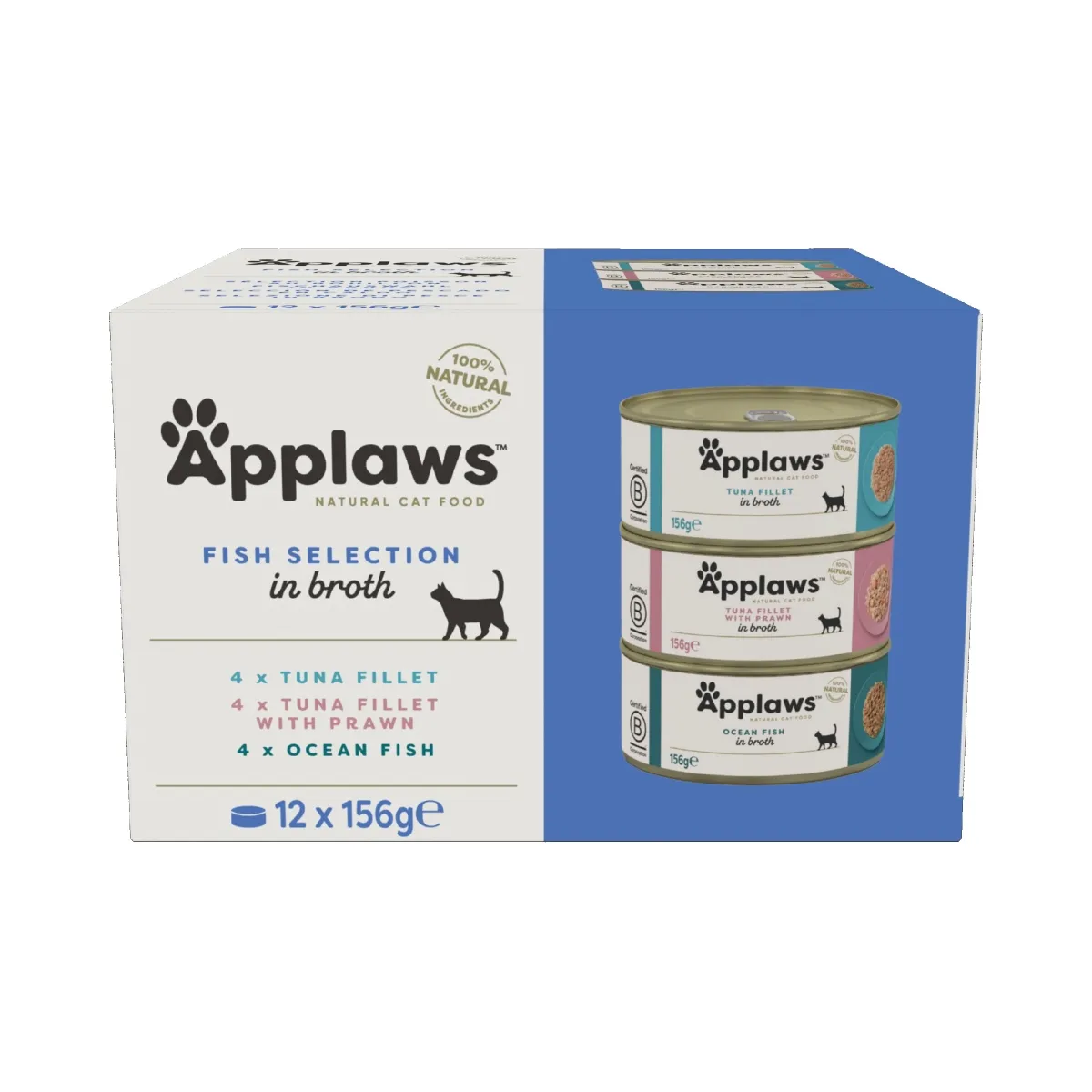Applaws konservid kassidele, kalavalik 12 x 156g - Tootepilt