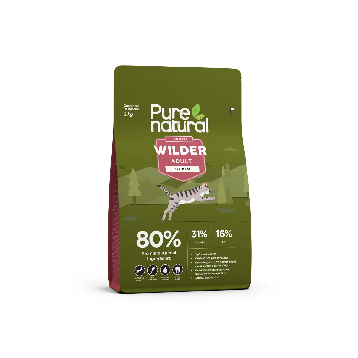 Purenatural Wilder kassi kuivtoit, punane liha, 2 kg - Tootepilt