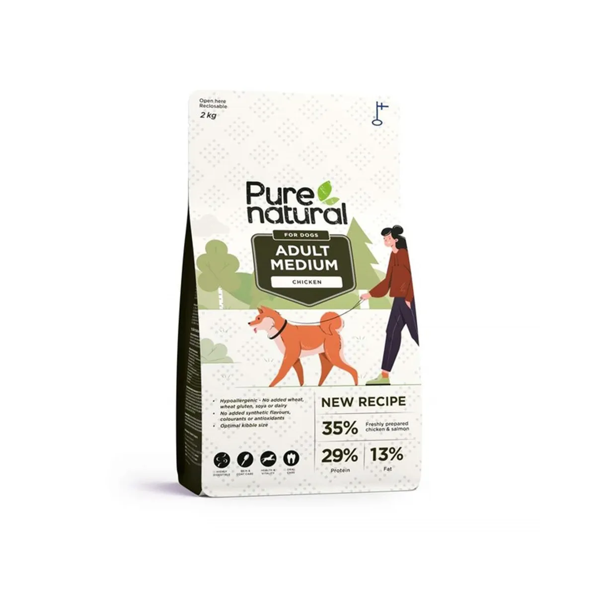 Purenatural koera kuivtoit keskmist tõugu koerale, 2 kg - Tootepilt 1
