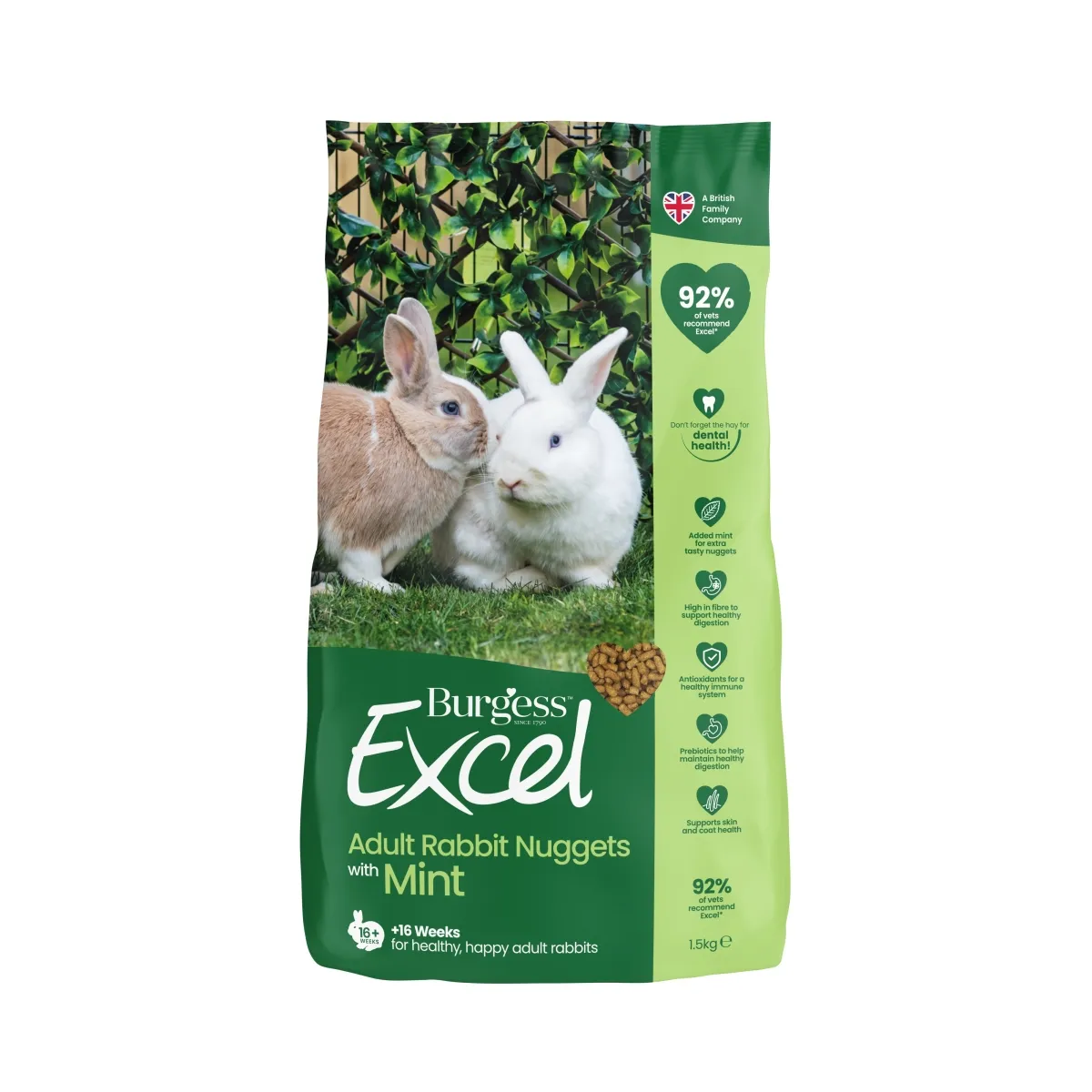 Burgess Excel küüliku täissööt Mint 1,5 kg - Tootepilt