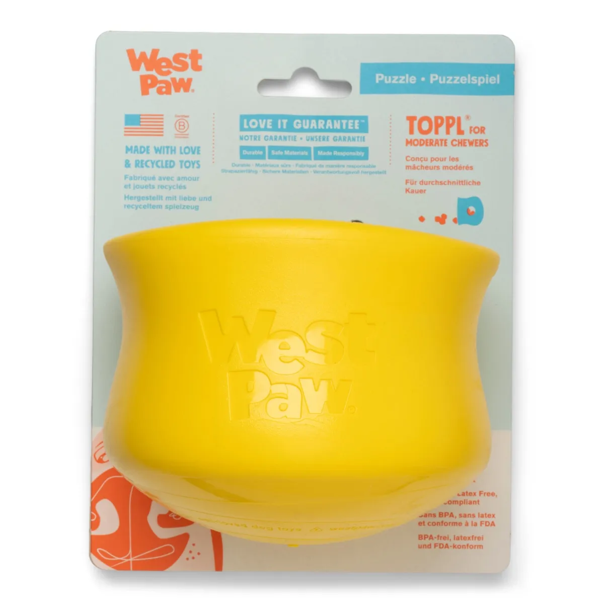 West Paw Toppl täidetav koera mänguasi, XL, kollane - Tootepilt