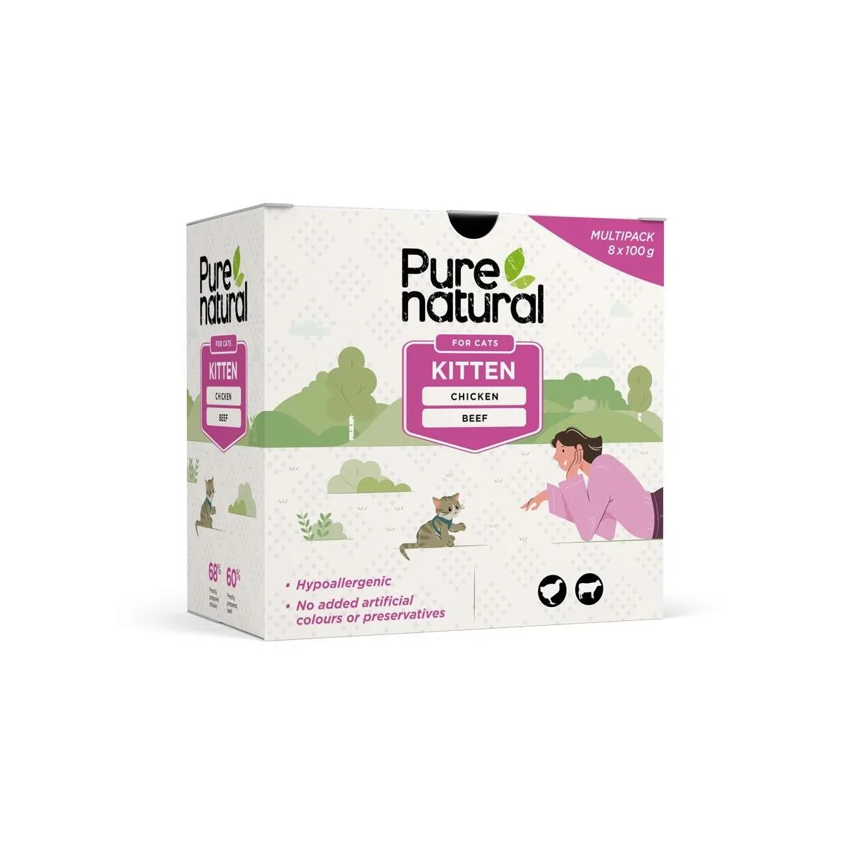 Purenatural kassipoja einekotikeste multipakk, 8 x 100 g - Tootepilt