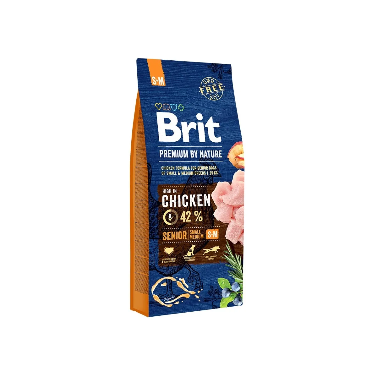 Brit Premium Senior koera kuivtoit, S+M, kana, 15 kg - Tootepilt