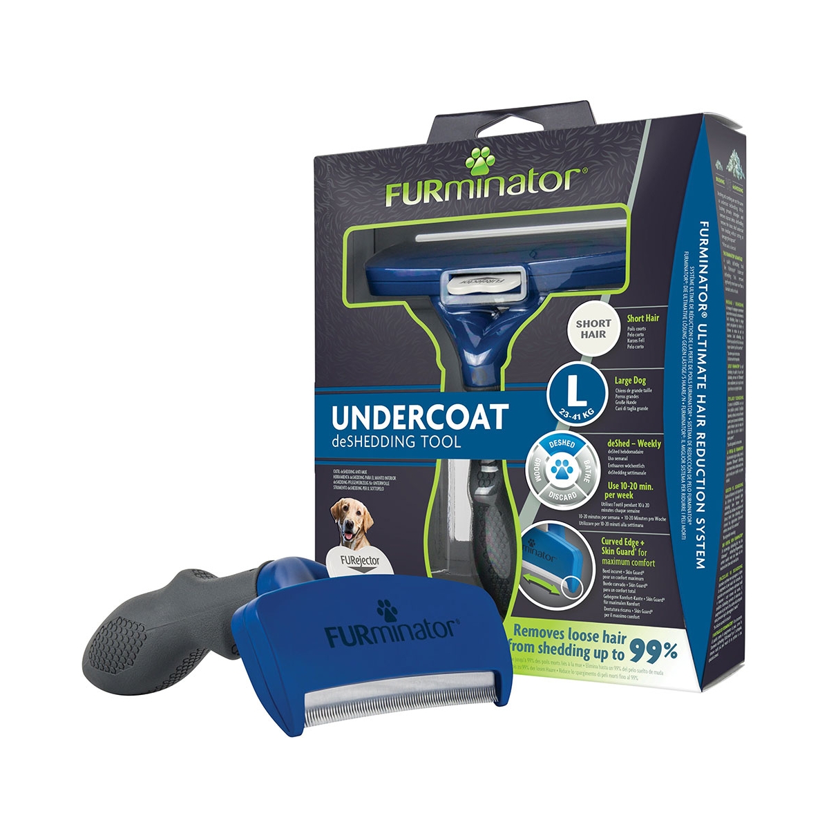 Furminator aluskarva kamm lühikarvalisele koerale, L - Tootepilt