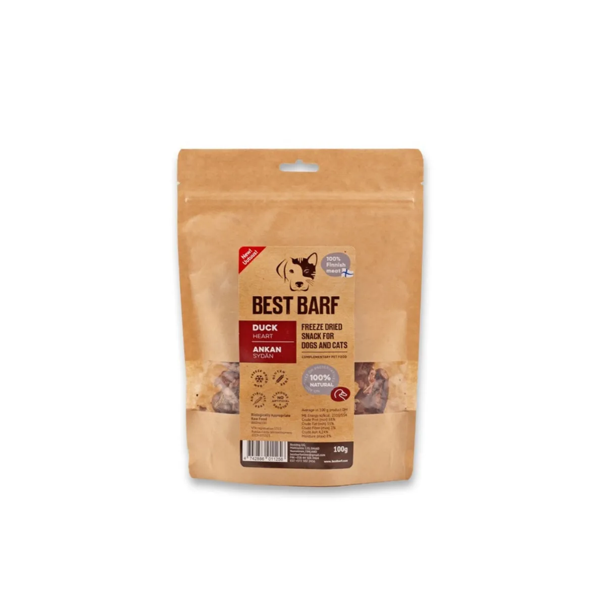 Best Barf külmkuivatatud maius pardisüdamed, 100 g - Tootepilt