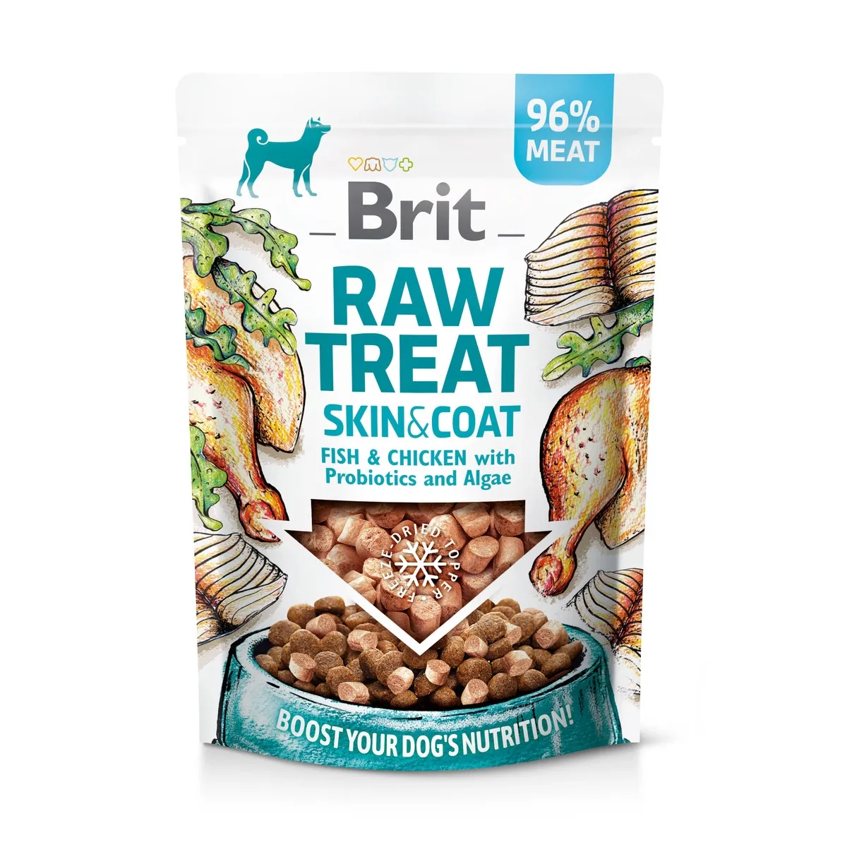 Brit Care Skin&Coat külmkuivatatud maius koerale, kana/kala/siga, 40 g - Tootepilt