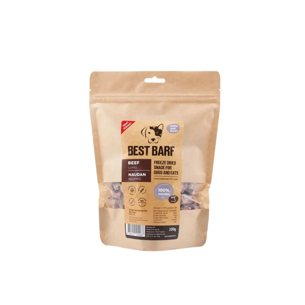 Best Barf külmkuivatatud maius veisekops, 100 g - Tootepilt
